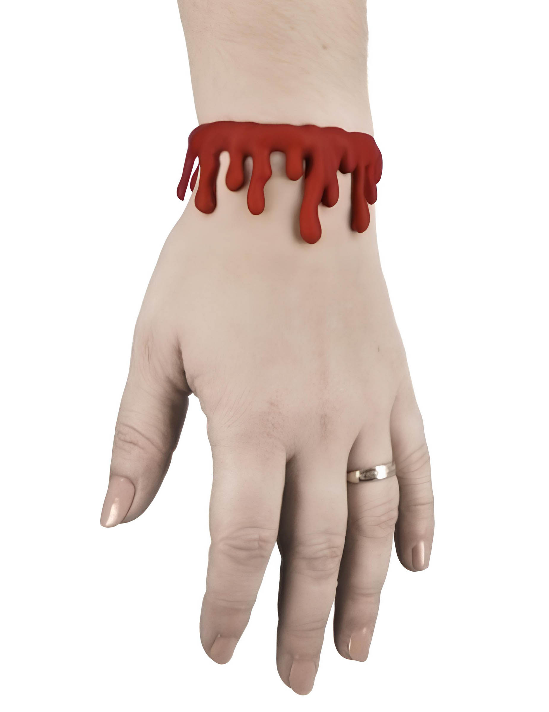 2 Blutige Armbänder mit Kunstblut