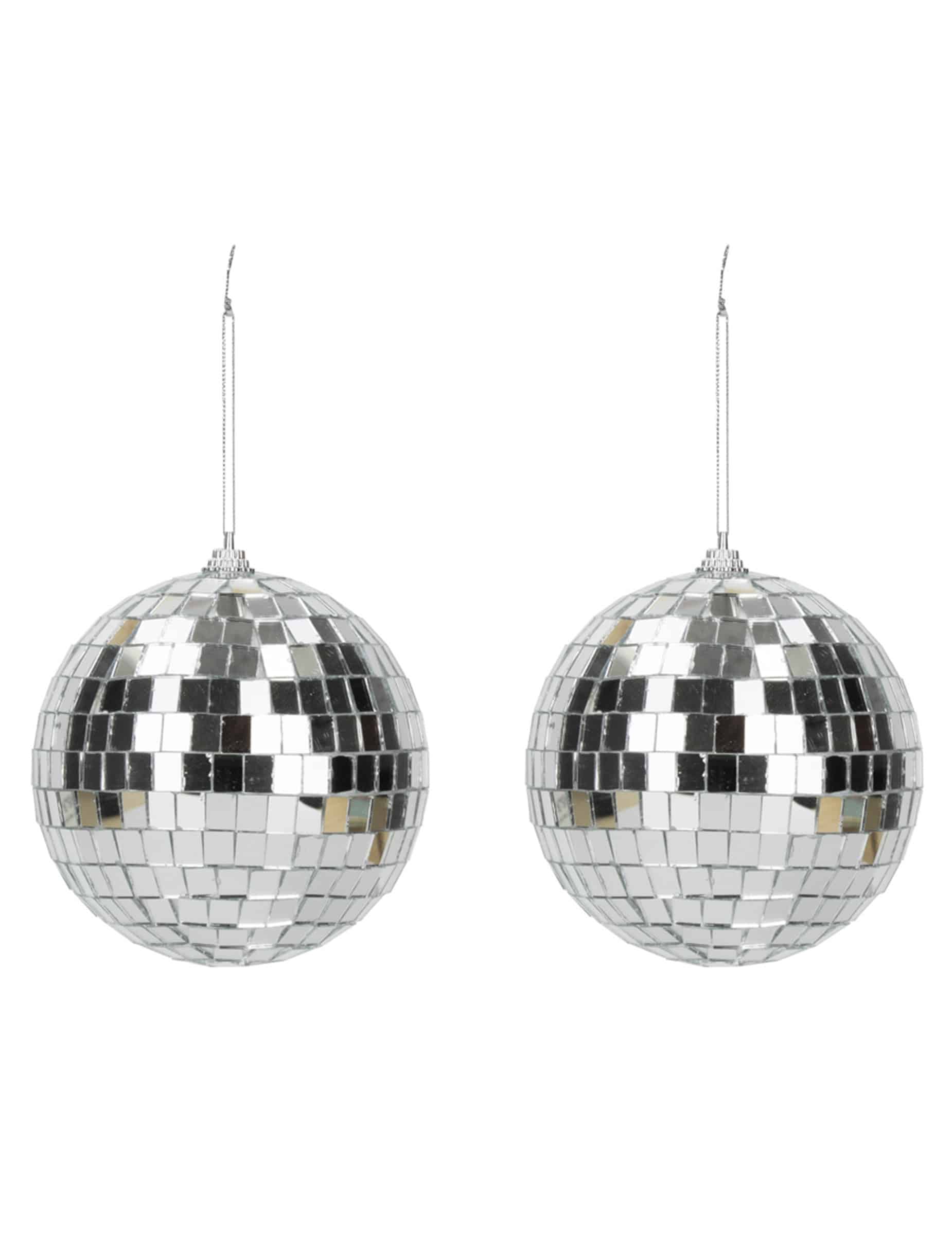 2 Diskokugeln Silber 10 cm