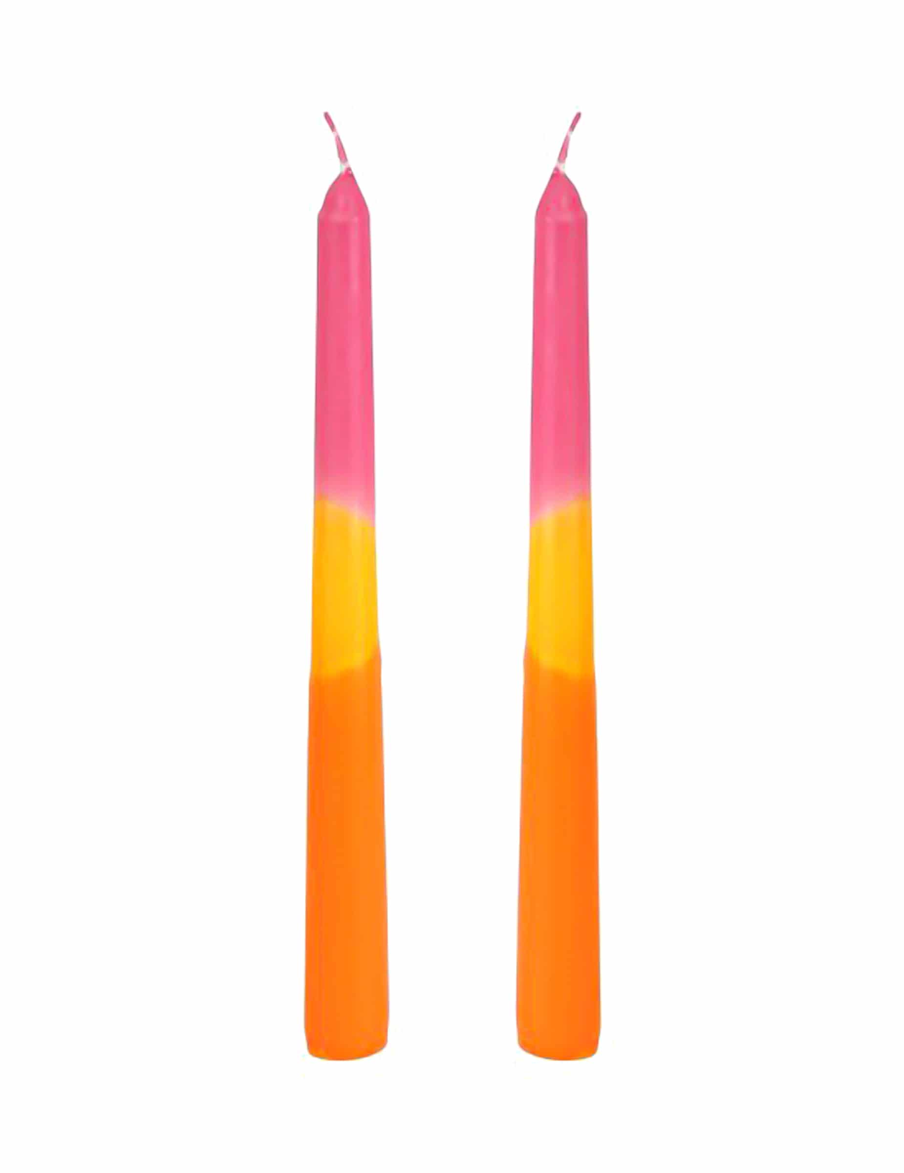 2 Dreifarbige Stabkerzen Rosa