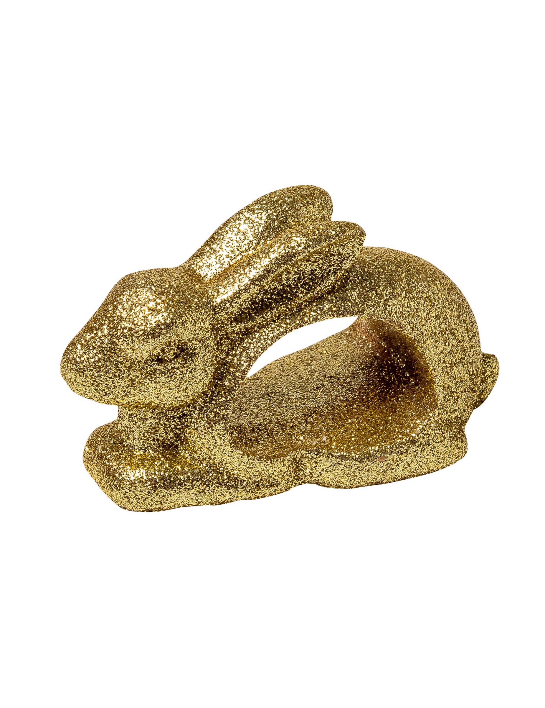 2 Gold-Glitzer Hasen-Serviettenringe 4