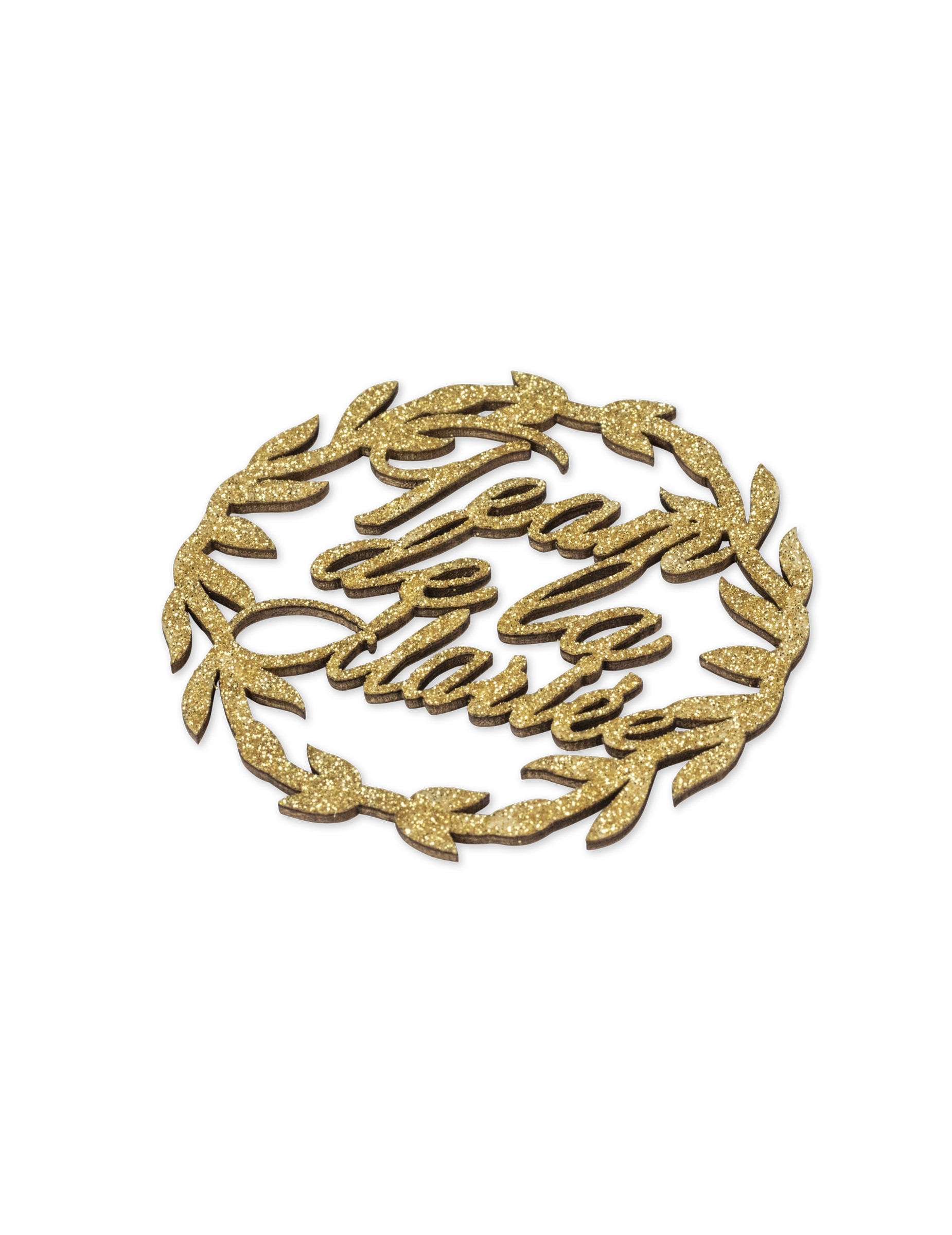 2 Holzkränze Team Braut goldener Glitzer 7 cm