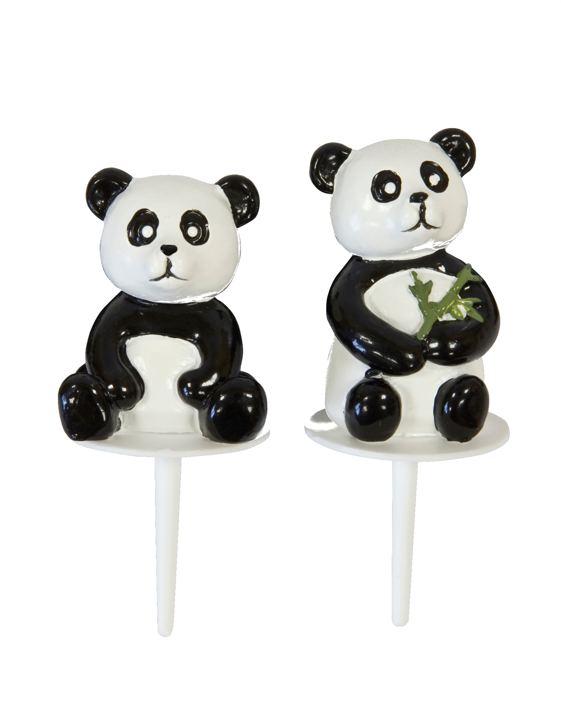 2 Panda-Figuren aus Harz 7 cm für Torten