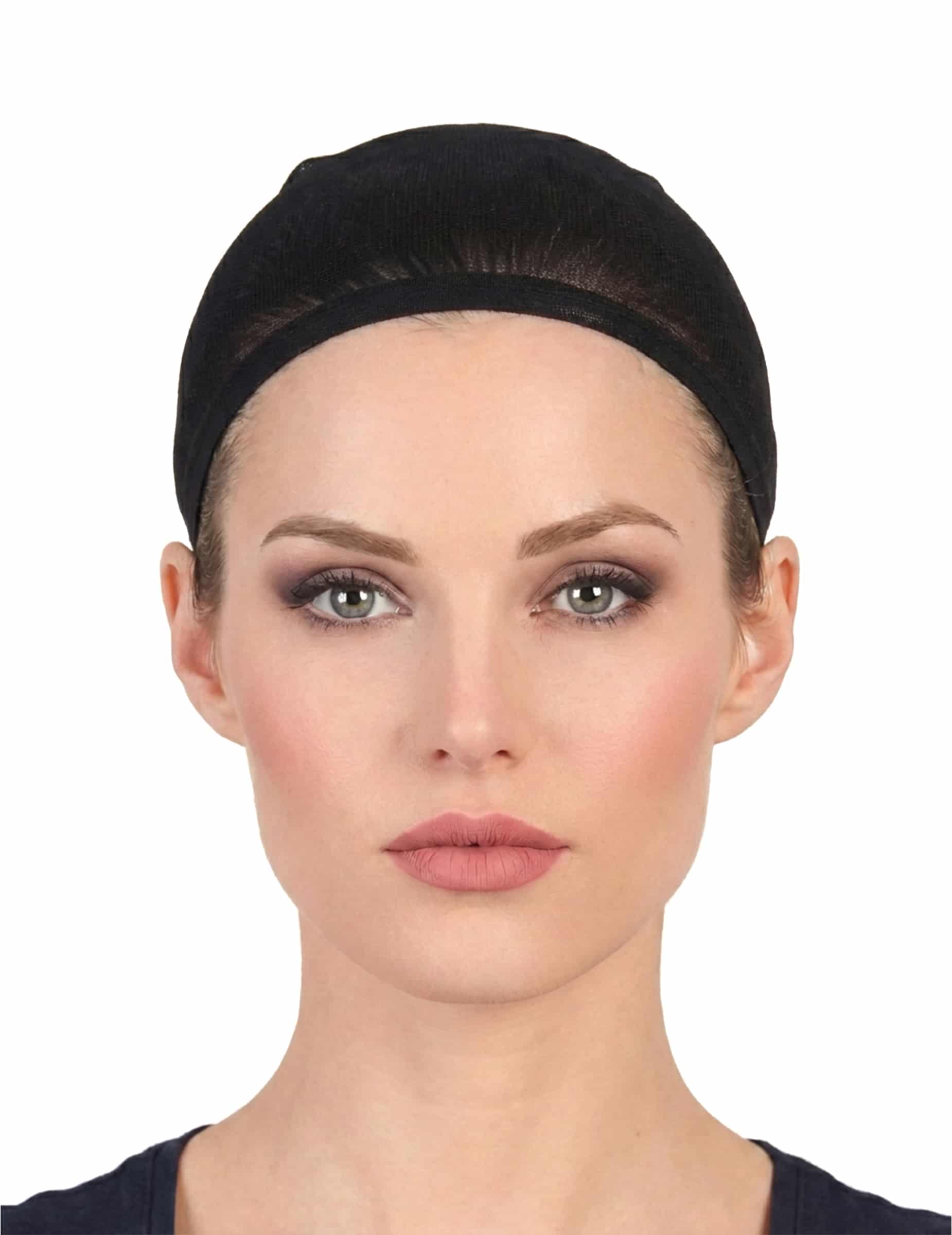 2 Perücken Unterziehhauben beige schwarz
