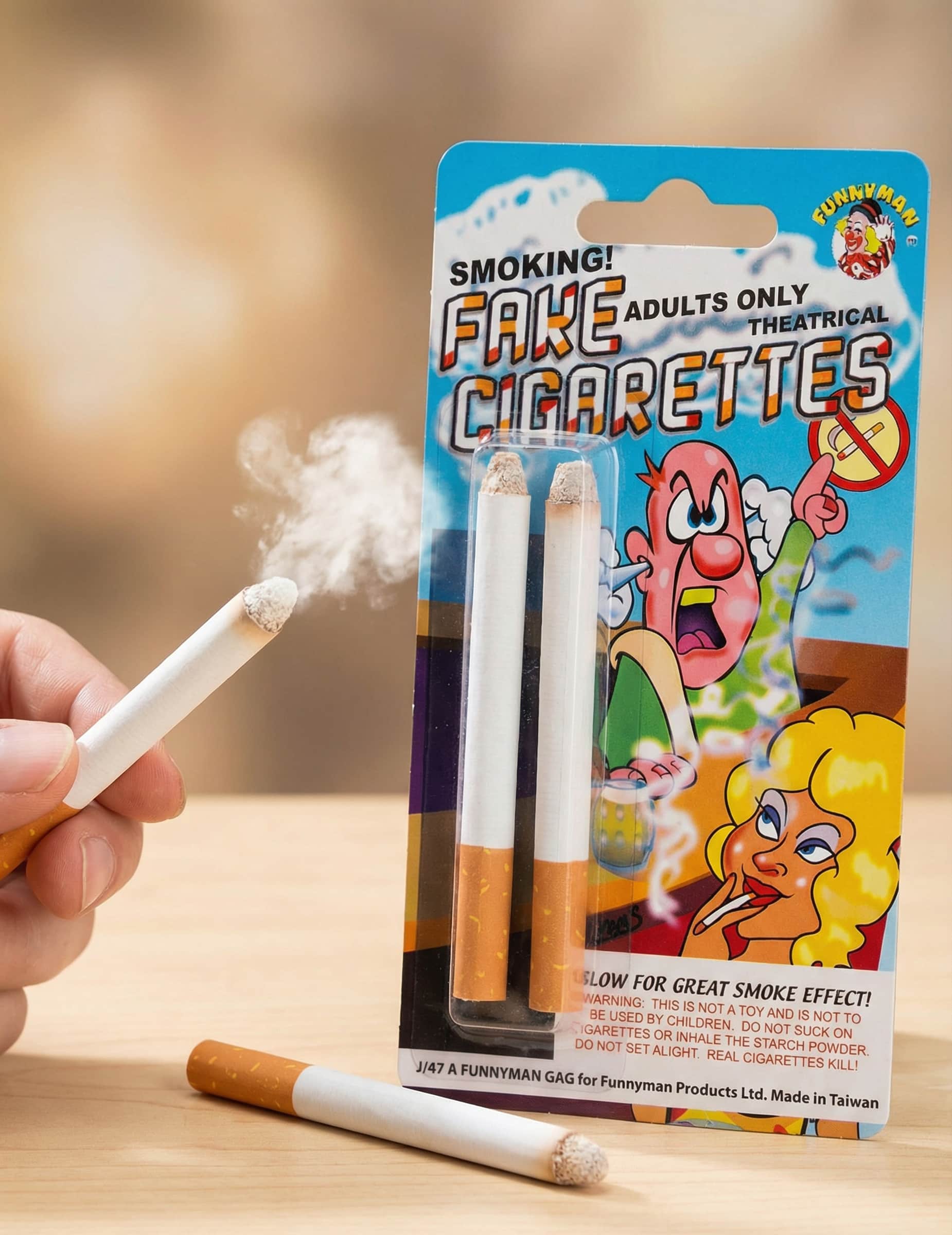 2 Scherzartikel Zigaretten qualmend für Erwachsene