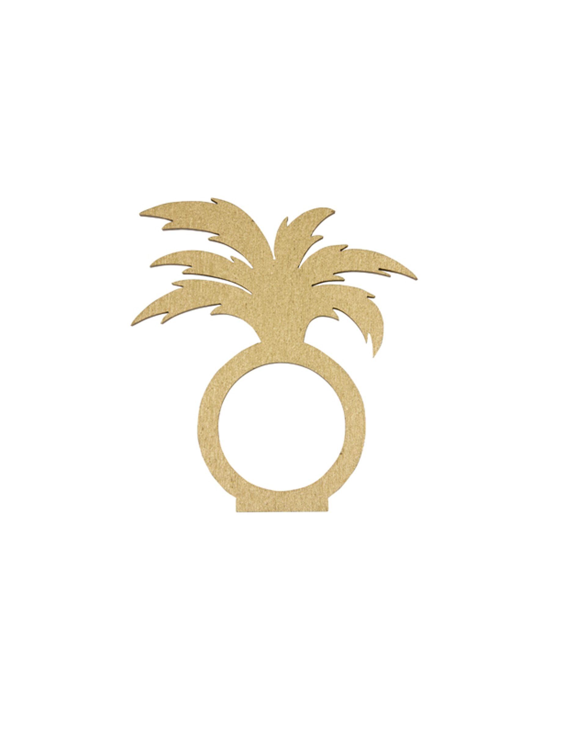 2 Serviettenringe Holz Gold-Palme Tropen-Motto