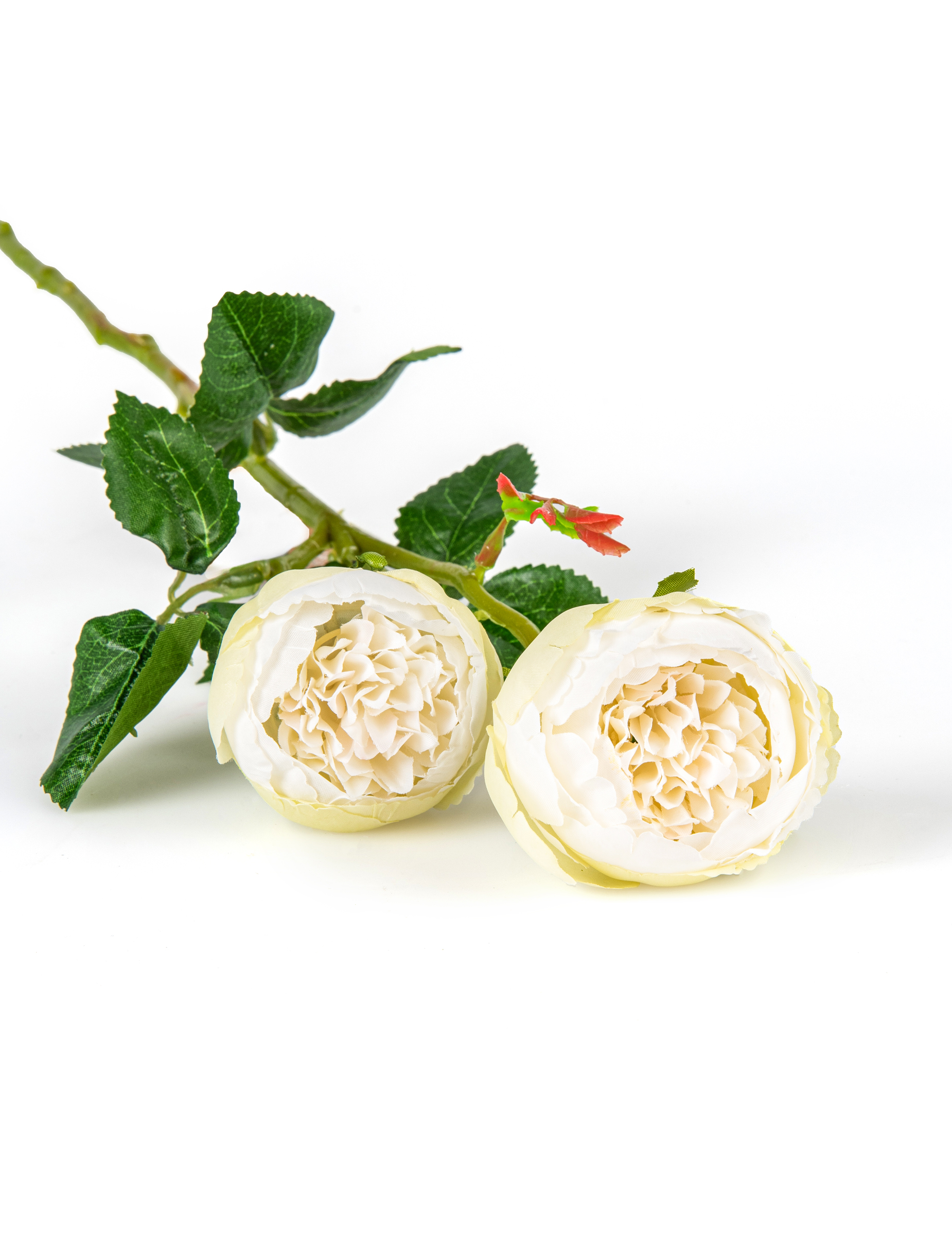2 künstliche weiße Rosen am Stiel 46 cm