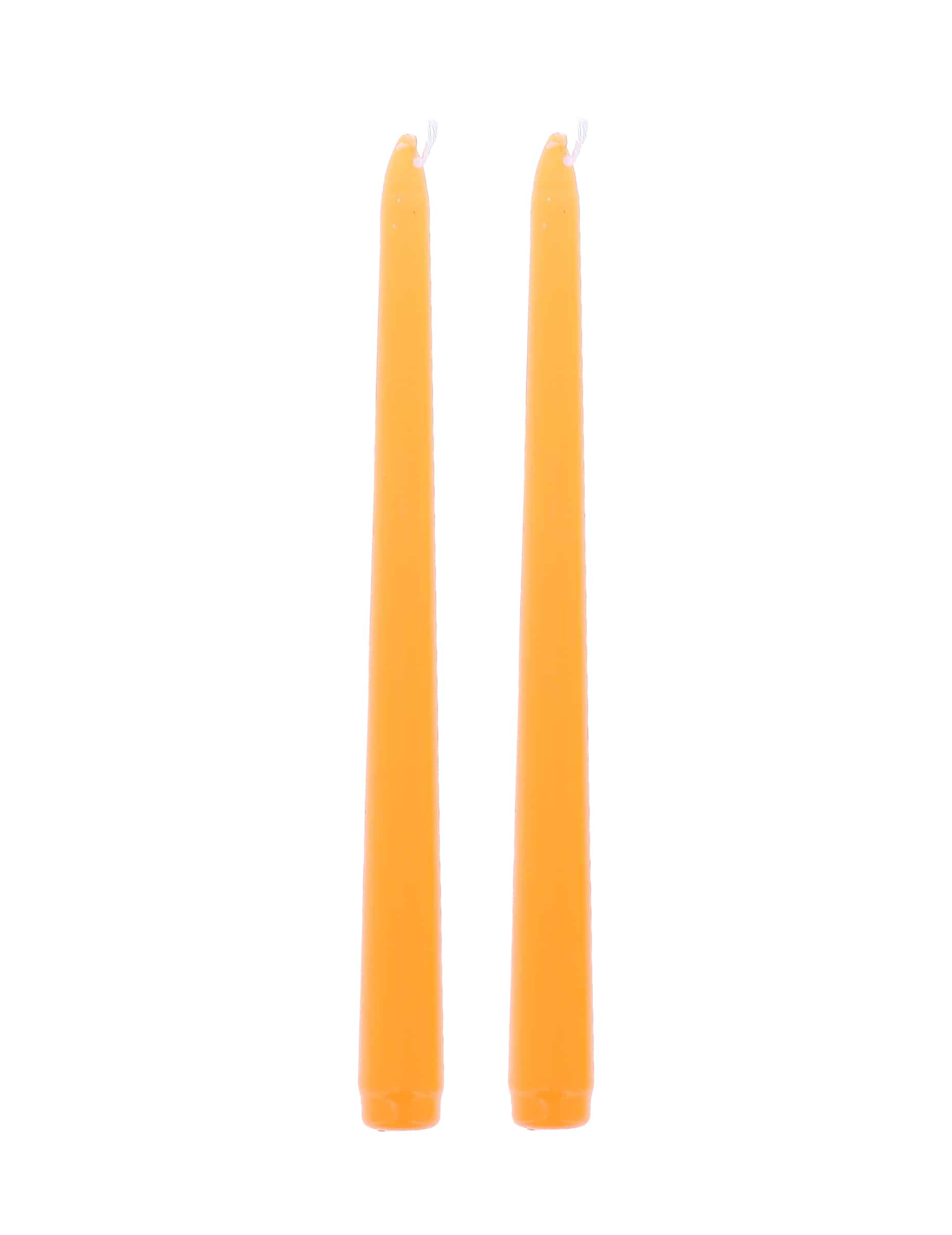 2 orangefarbene Stabkerzen 25 cm