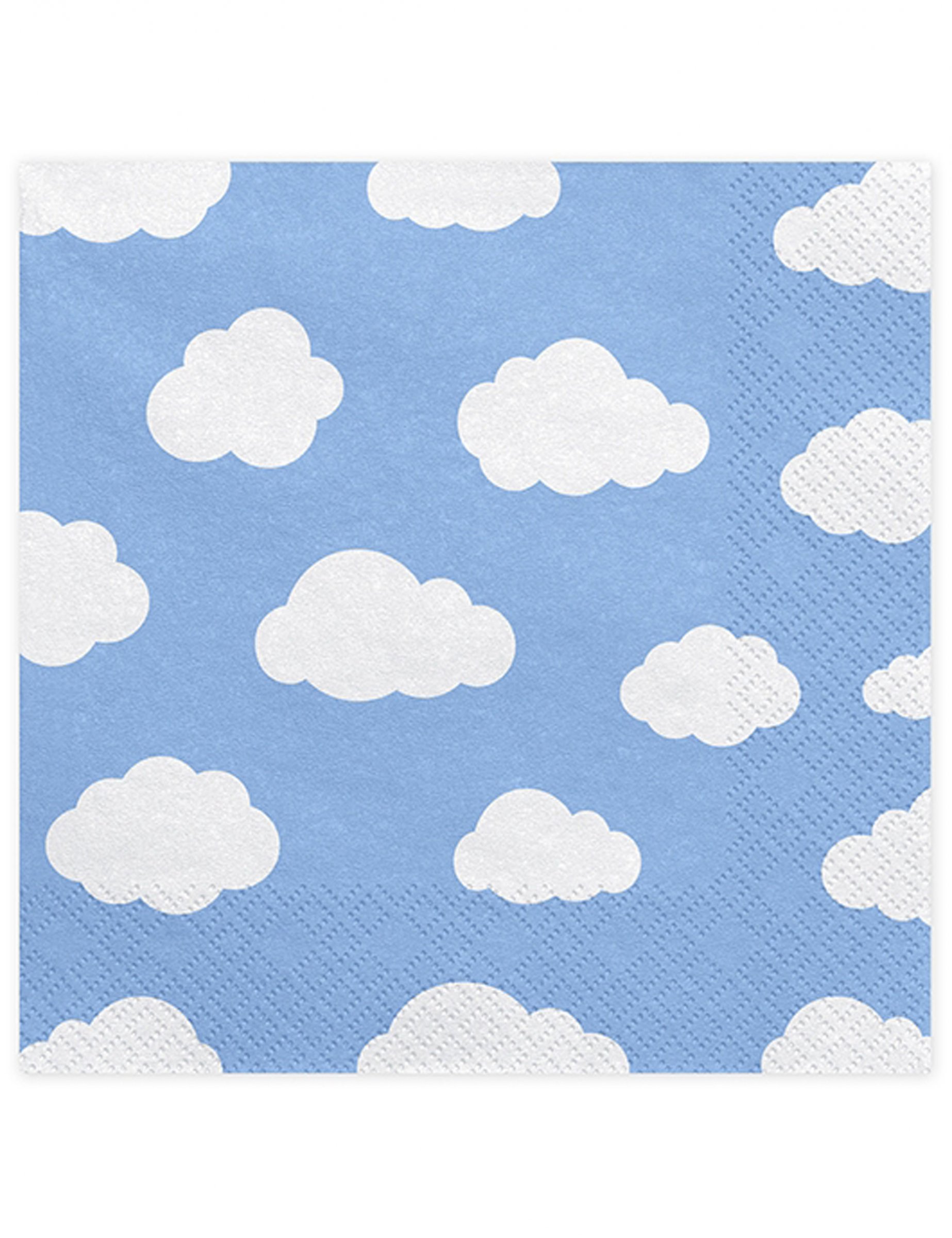 20 Baby Shower Papierservietten Blau mit weißen Wolken
