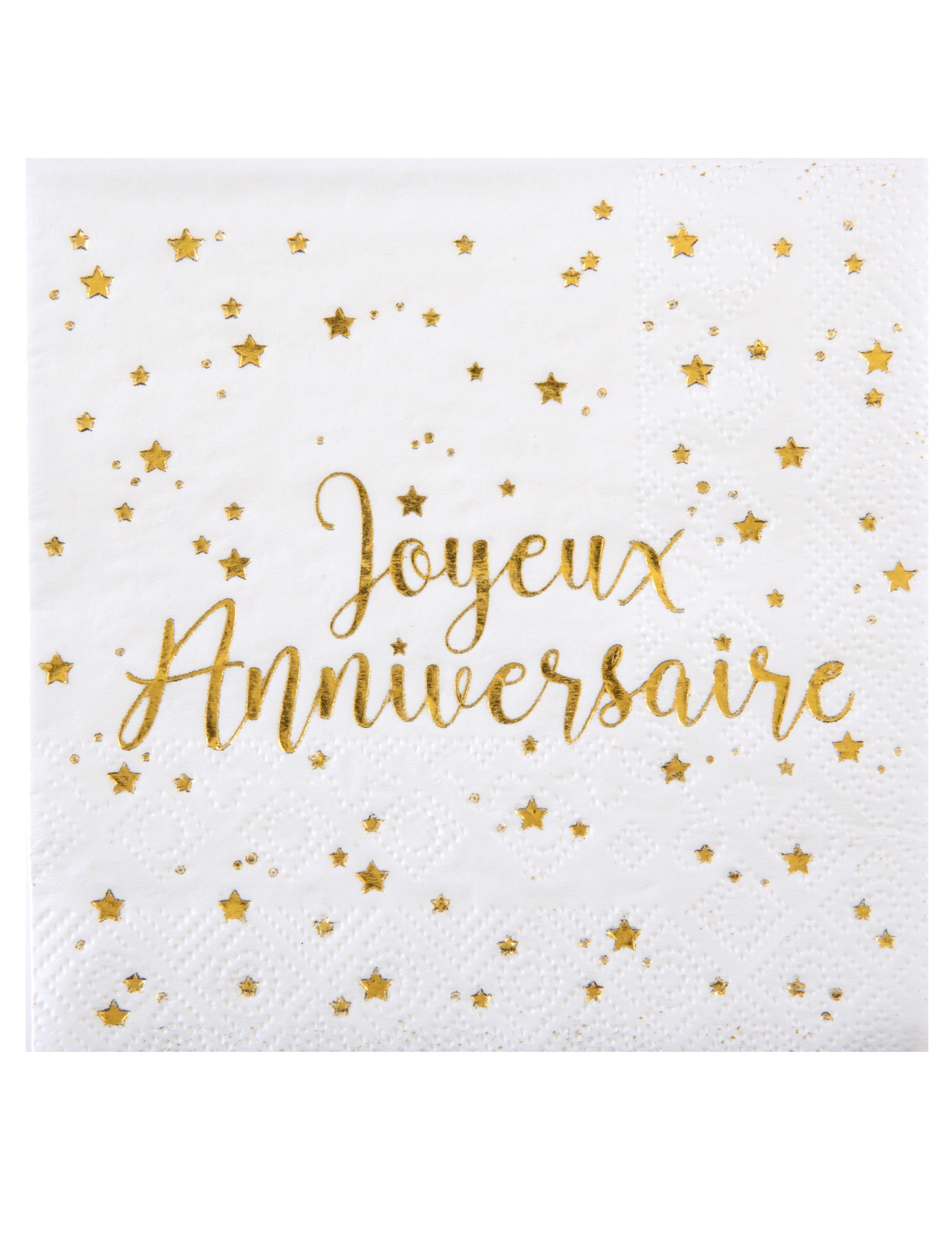 20 Cocktailservietten Happy Birthday Weiß Gold 25 x 25 cm
