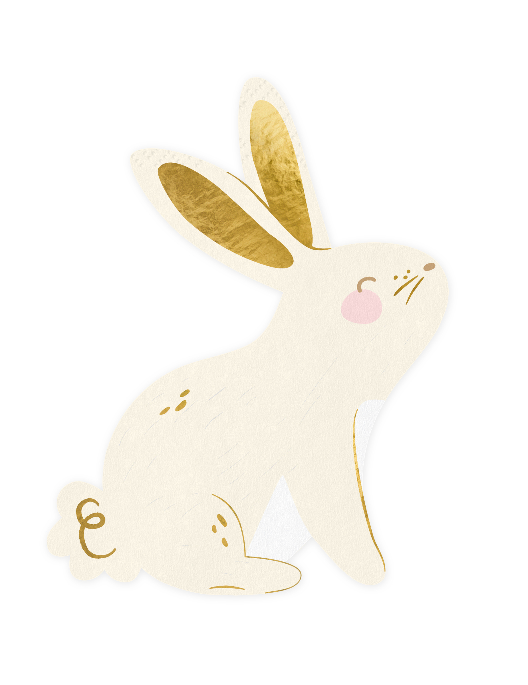 20 Hasen-Papierservietten Weiß/Gold 25x32cm Oster-Deko