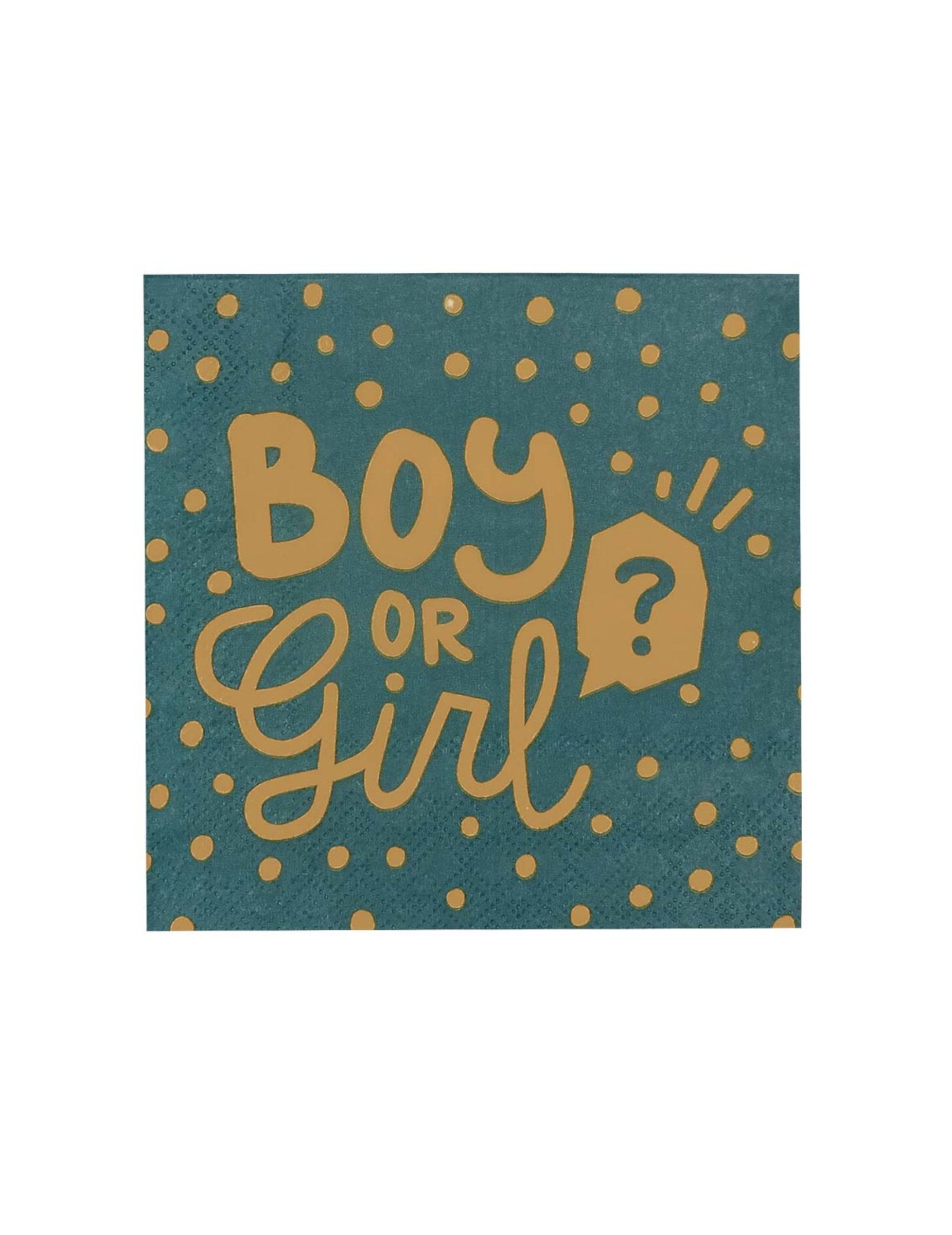 20 Papierservietten Boy or Girl 33x33 cm Türkis Gold