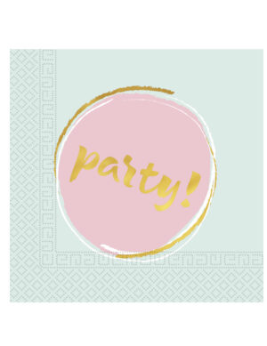 20 Papierservietten Elegant Party Pastellblau + Rosa 33x33cm