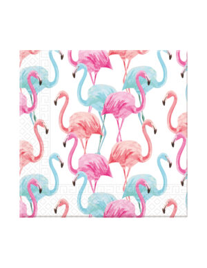 20 Papierservietten Home Compostable bunte Flamingos 33 x 33 cm Partydeko