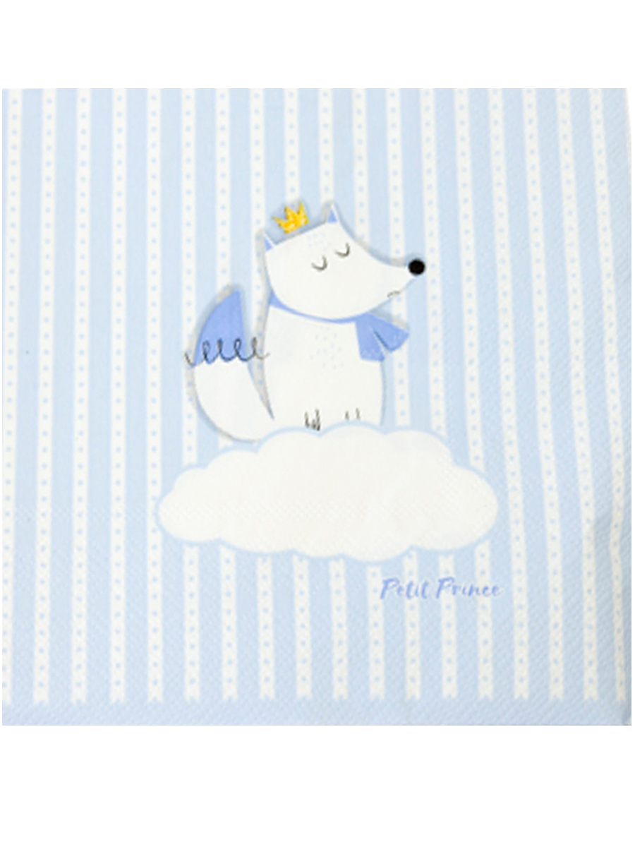 20 Papierservietten kleiner Prinz Fuchs weiß-blau 33x33 cm
