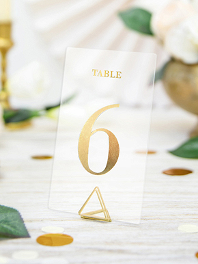 20 Tischnummern Transparent Gold 7 x 12 cm