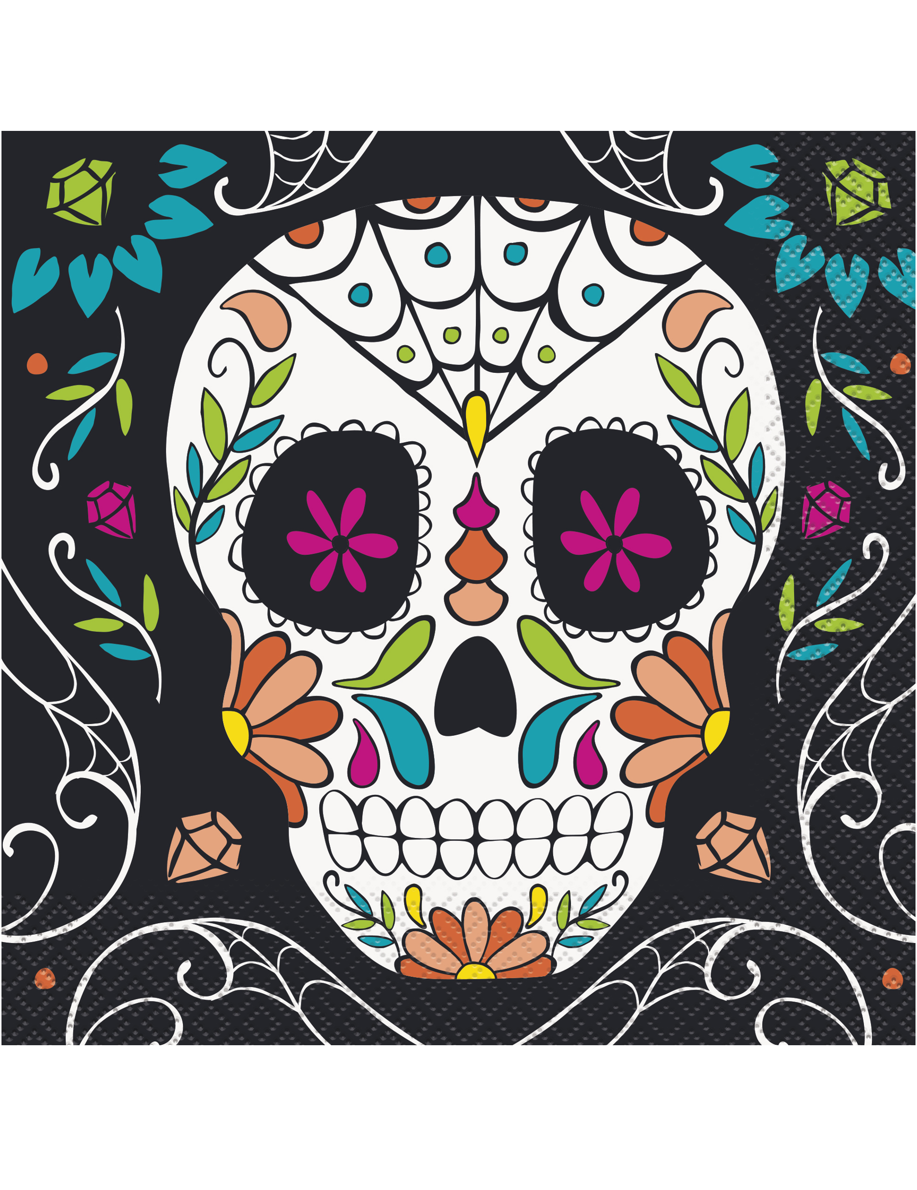 20 Totenkopf Papierservietten Day of the Dead 33 x 33 cm verziert