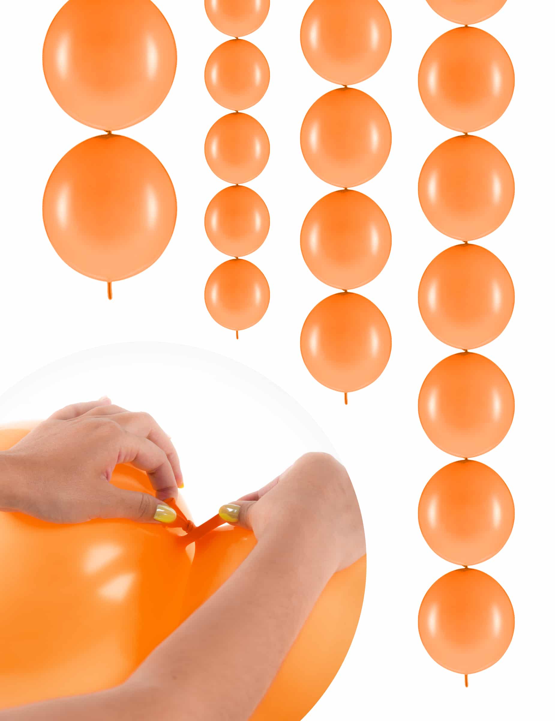 20 aufblasbare orange Luftballons zum verbinden 28 cm