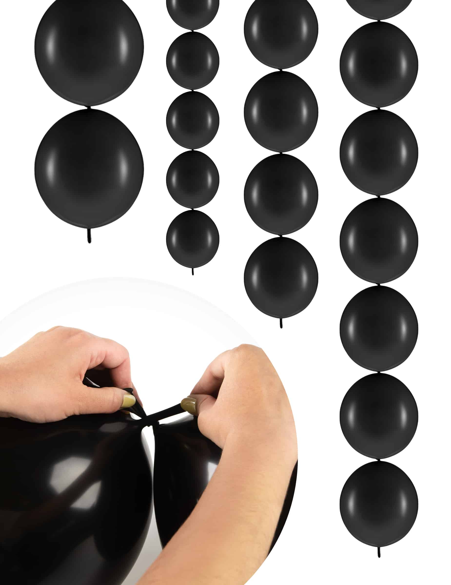 20 aufblasbare schwarze Luftballons zum verbinden 28 cm