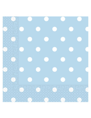 20 hellblaue Papierservietten mit weißen Punkten 33 x 33 cm