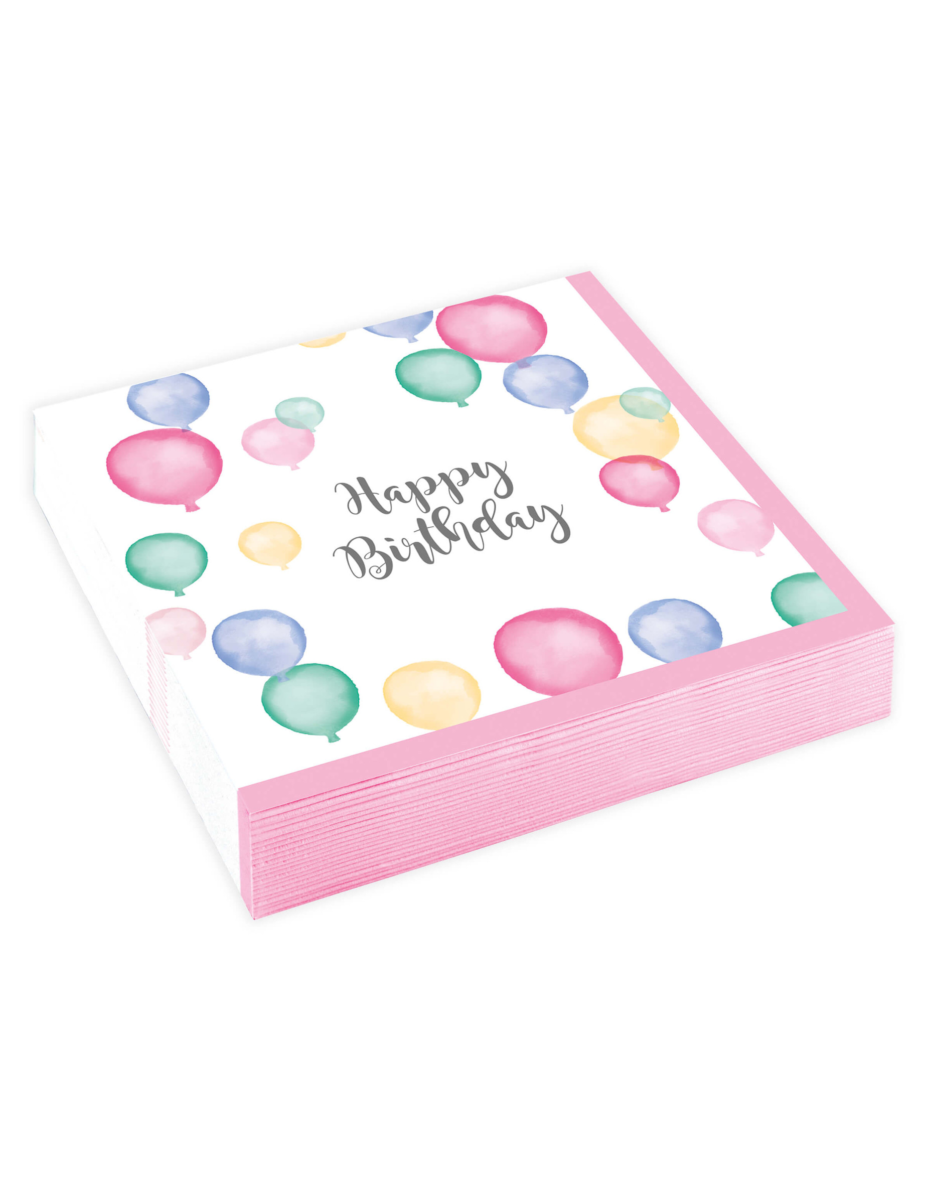 20 kleine Papierservietten Happy Birthday Pastell-Ballons 25 x 25 cm