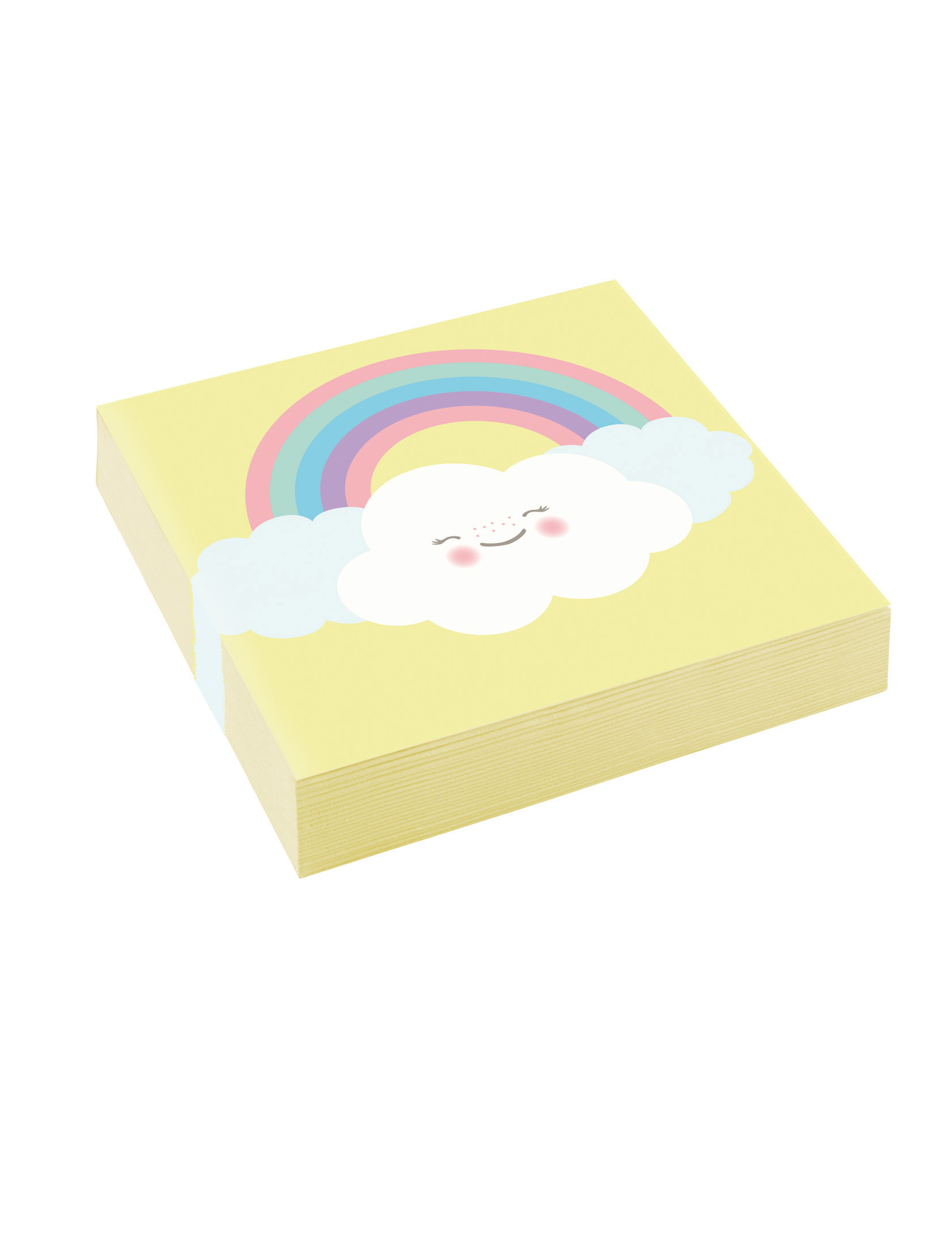 20 kleine Papierservietten Wölkchen pastellgelb Regenbogen 25 x 25 cm