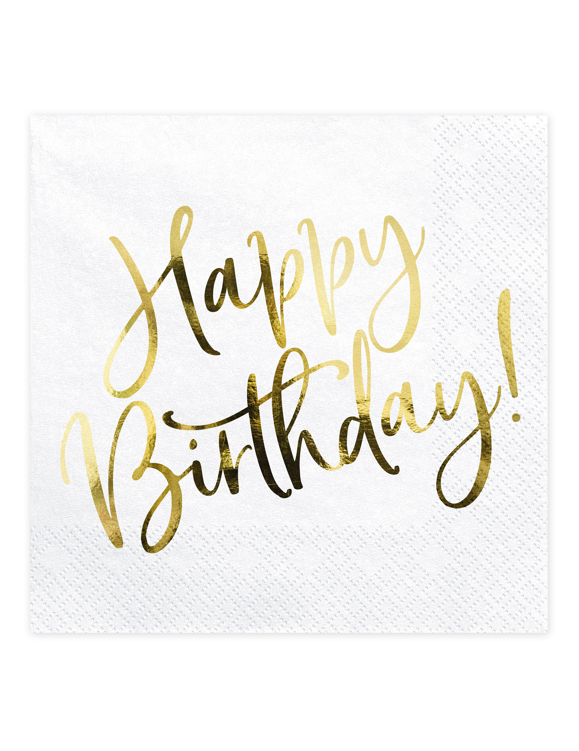 20 weiß goldene Happy Birthday Papierservietten 33 x 33 cm