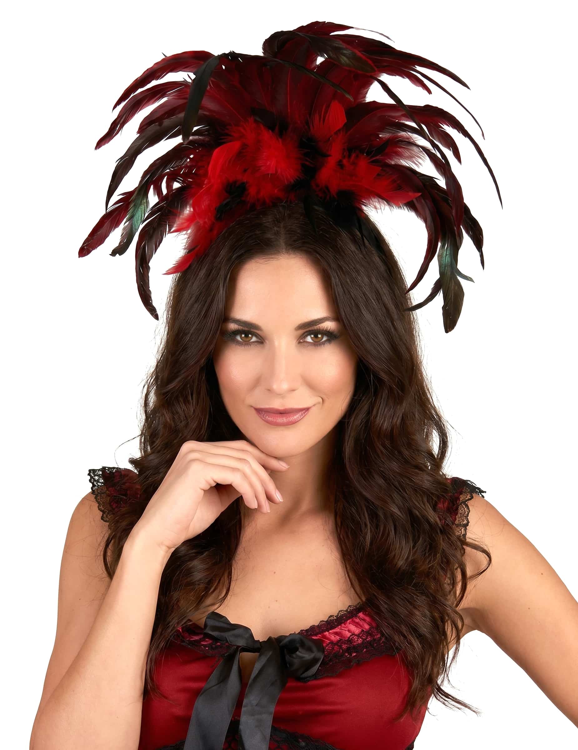 20er Charleston Can Can Burlesque Haarreif schwarz-rot