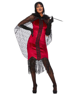 20er Jahre-Vampirin-Kostüm für Damen Halloweenkostüm schwarz-weiss