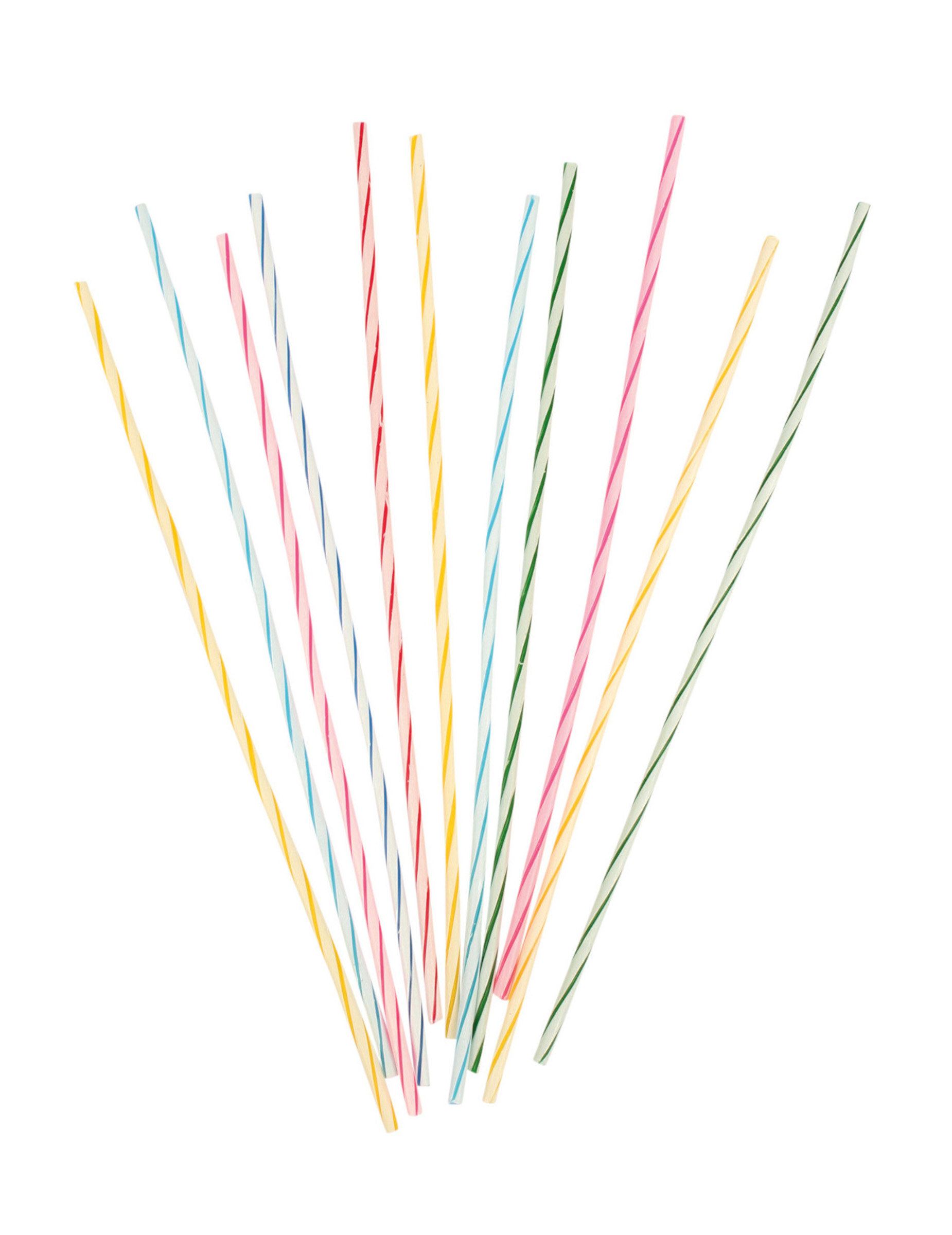 24 Bunte Spiral-Kerzen Mikado-Stil 18 cm für Geburtstagstorten