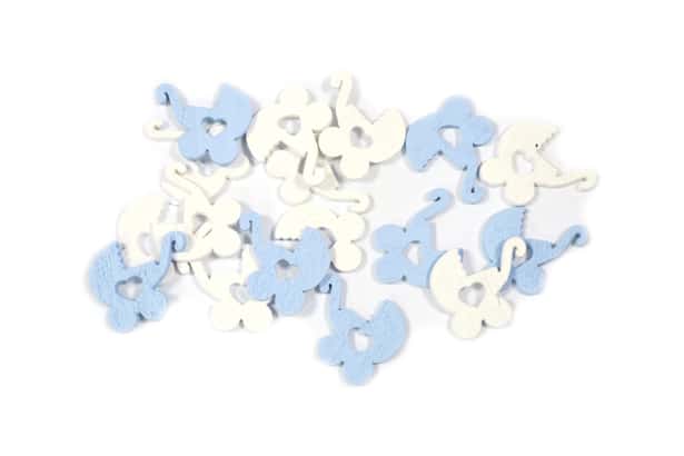 24 Tischkonfetti Kinderwagen Blau Weiß 10g