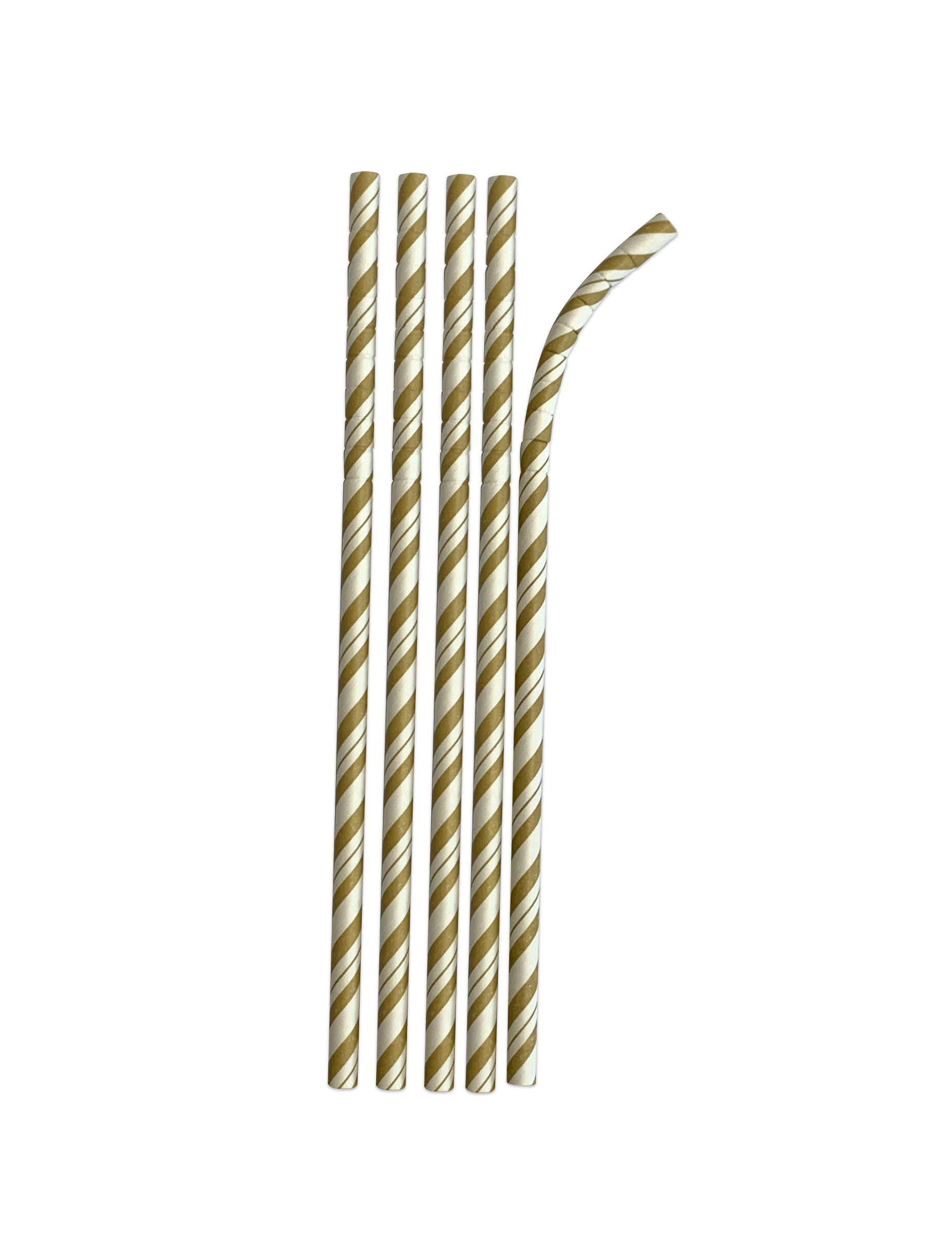 24 goldene Papier-Strohhalme flexibel gestreift 19