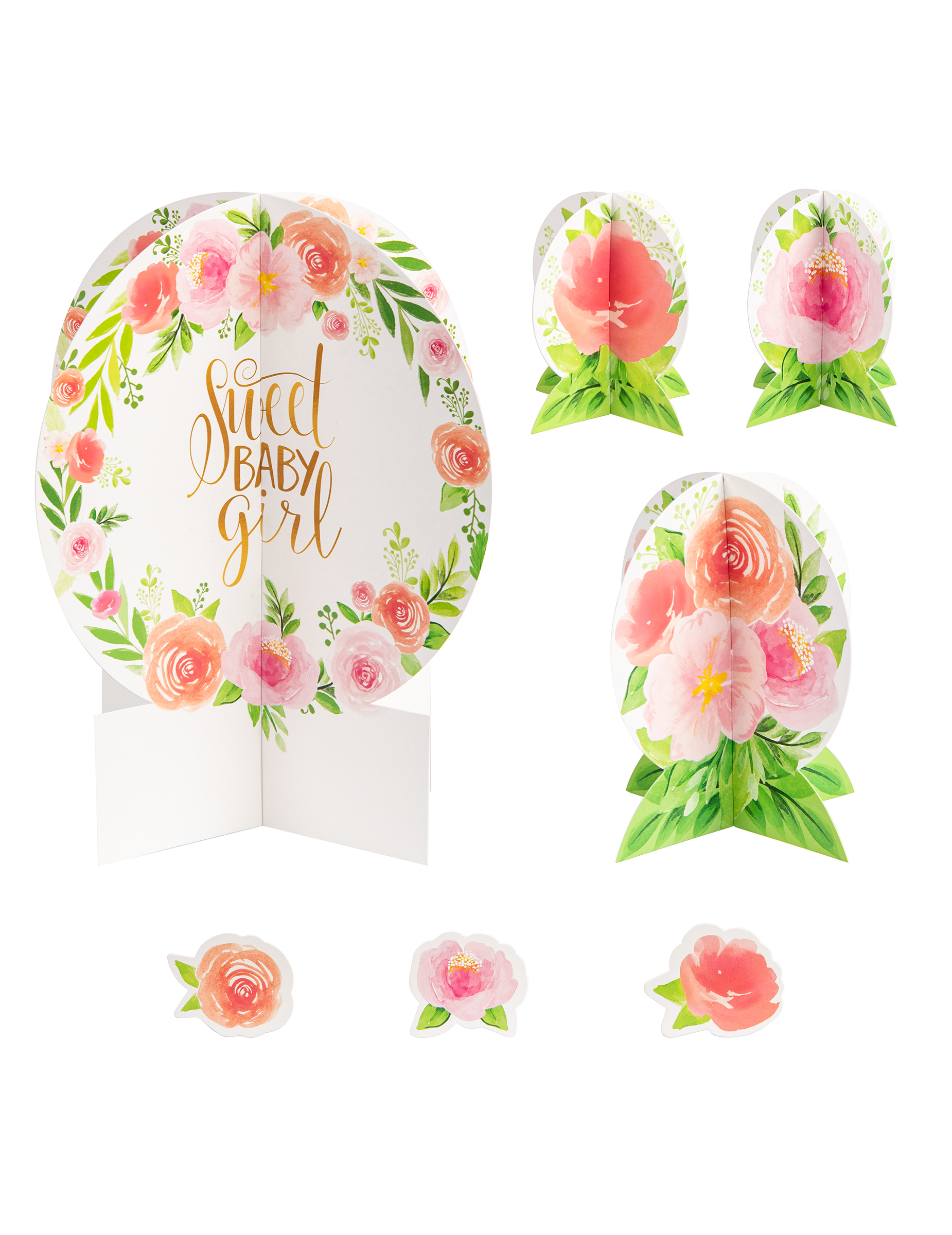 27-teiliges Tischdeko-Set Sweet Baby Girl – Blumig + Vintage
