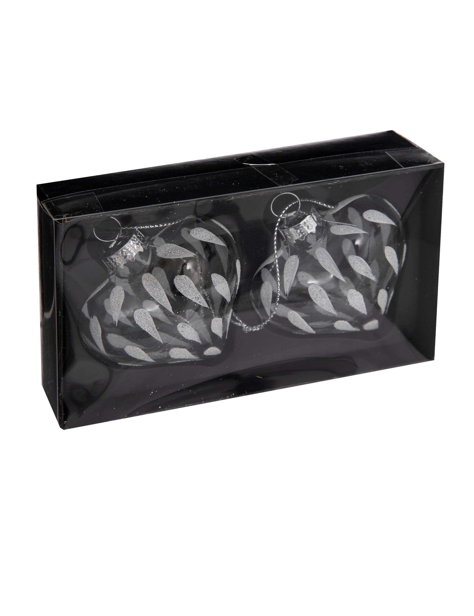 2er Set Herz-Schneekugeln aus Glas 6 cm zum Aufhängen