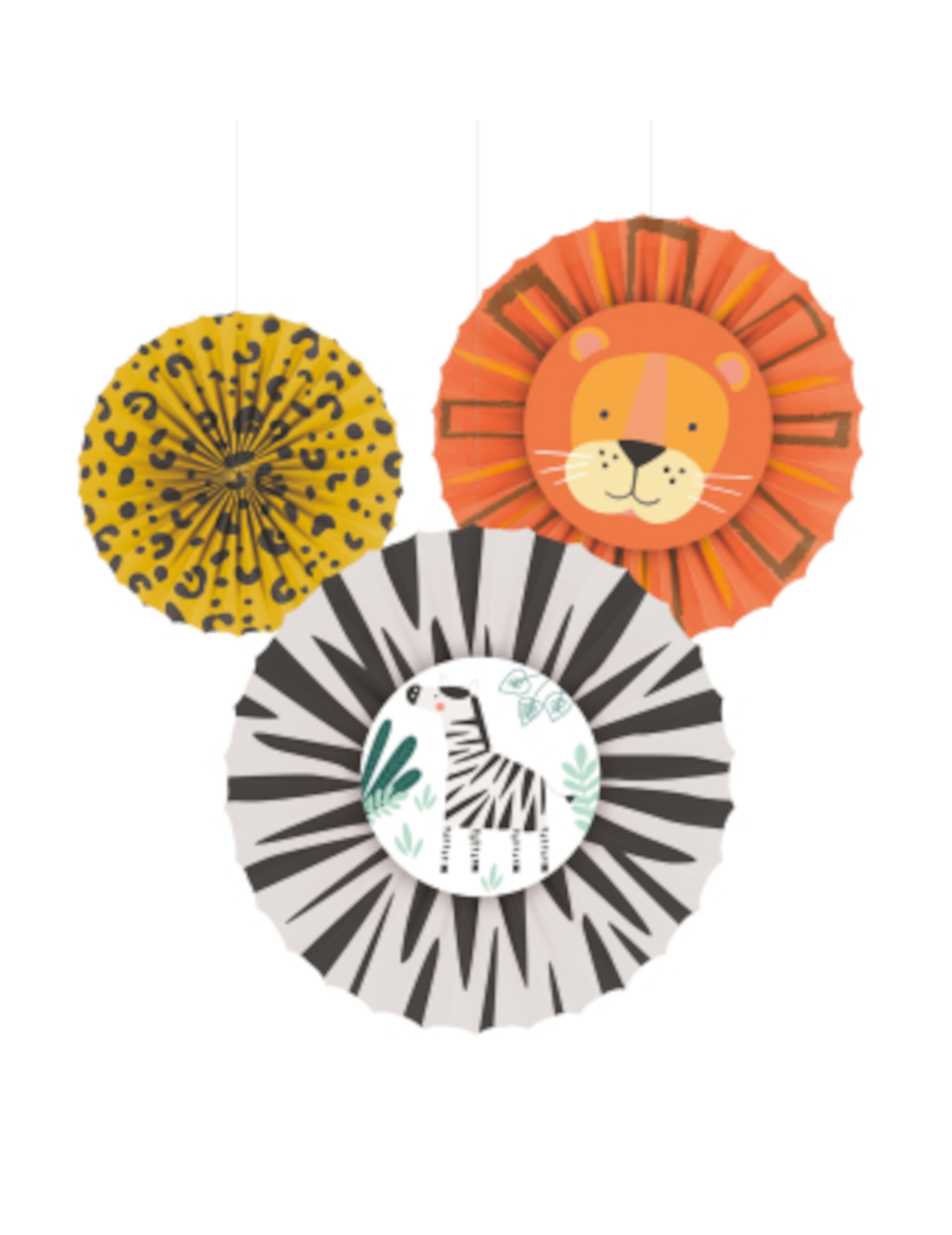 3 Get Wild Safari Hängedekorationen 18 bis 38 cm aus Papier