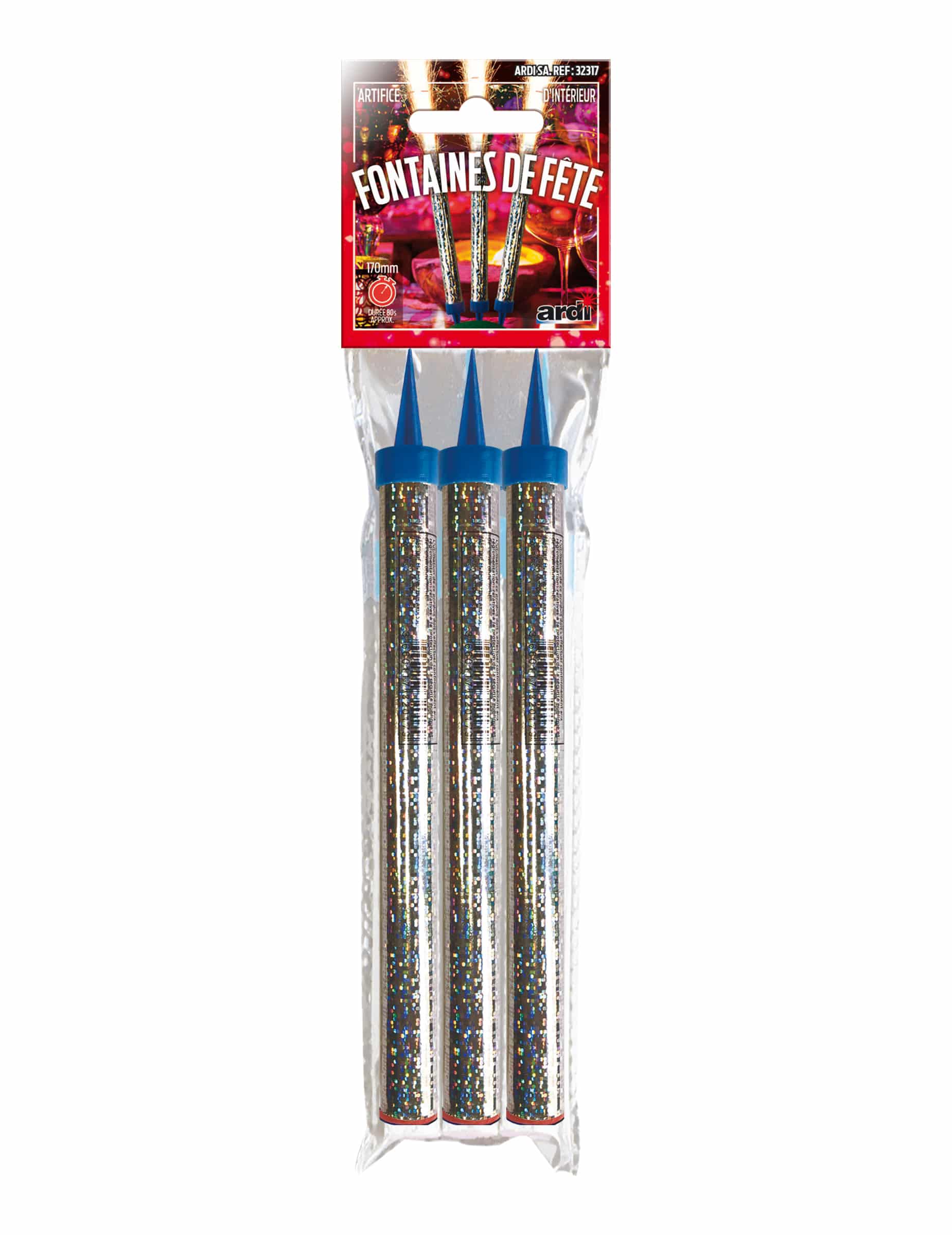 3 Große Silberne Funkelnde Fontänen 17 cm 80 Sek.
