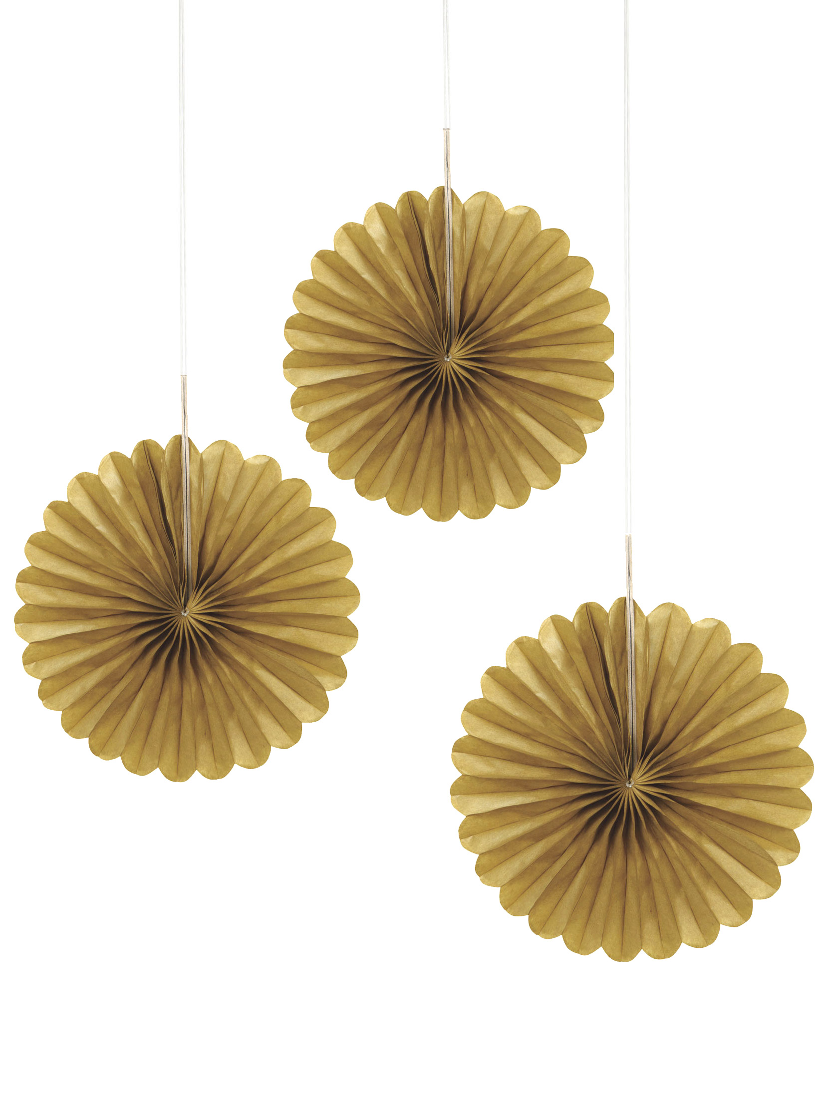 3 Mini Papierfächer Gold 15 cm