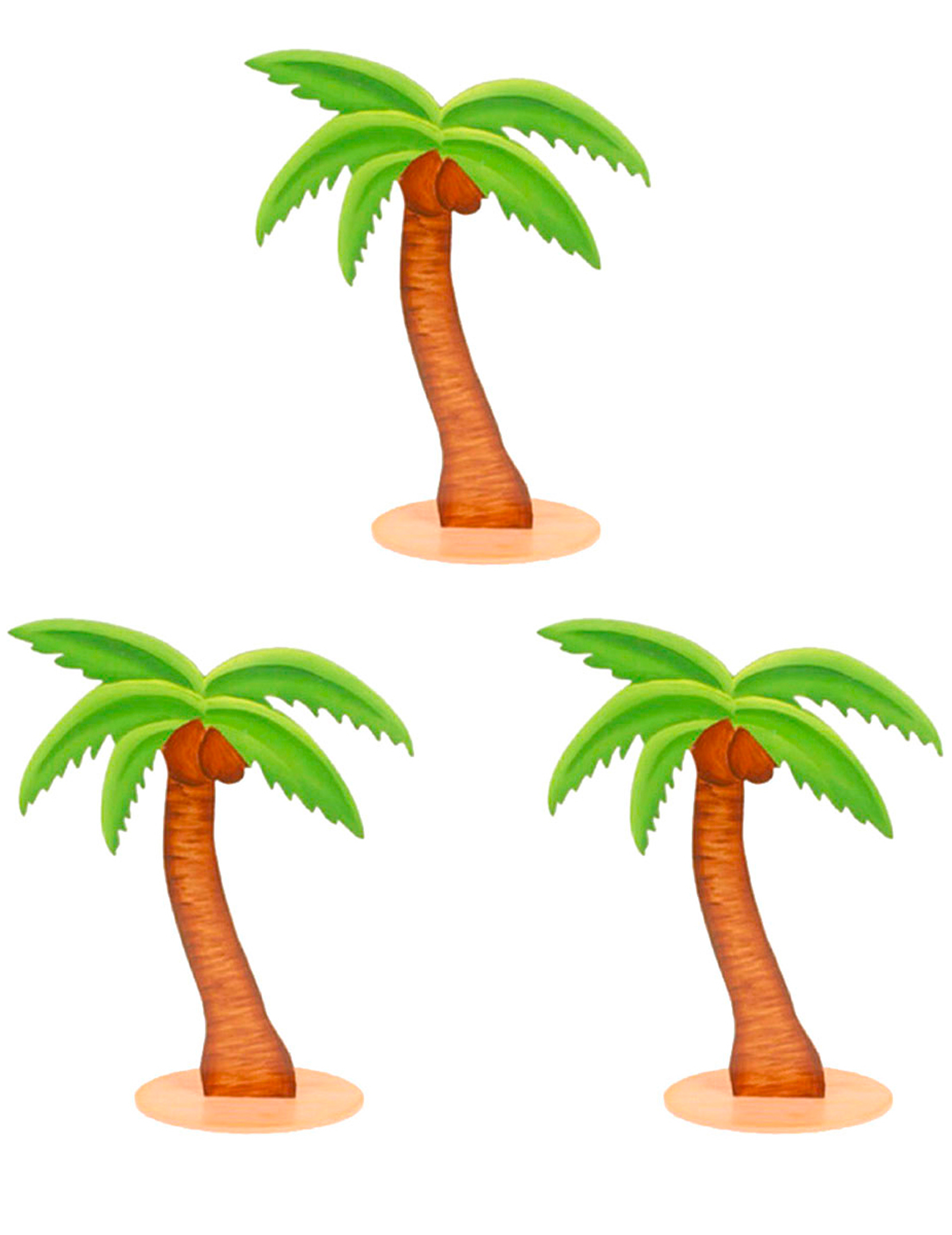 3 Palmendekos aus Holz 9 cm für Hawaii-Party