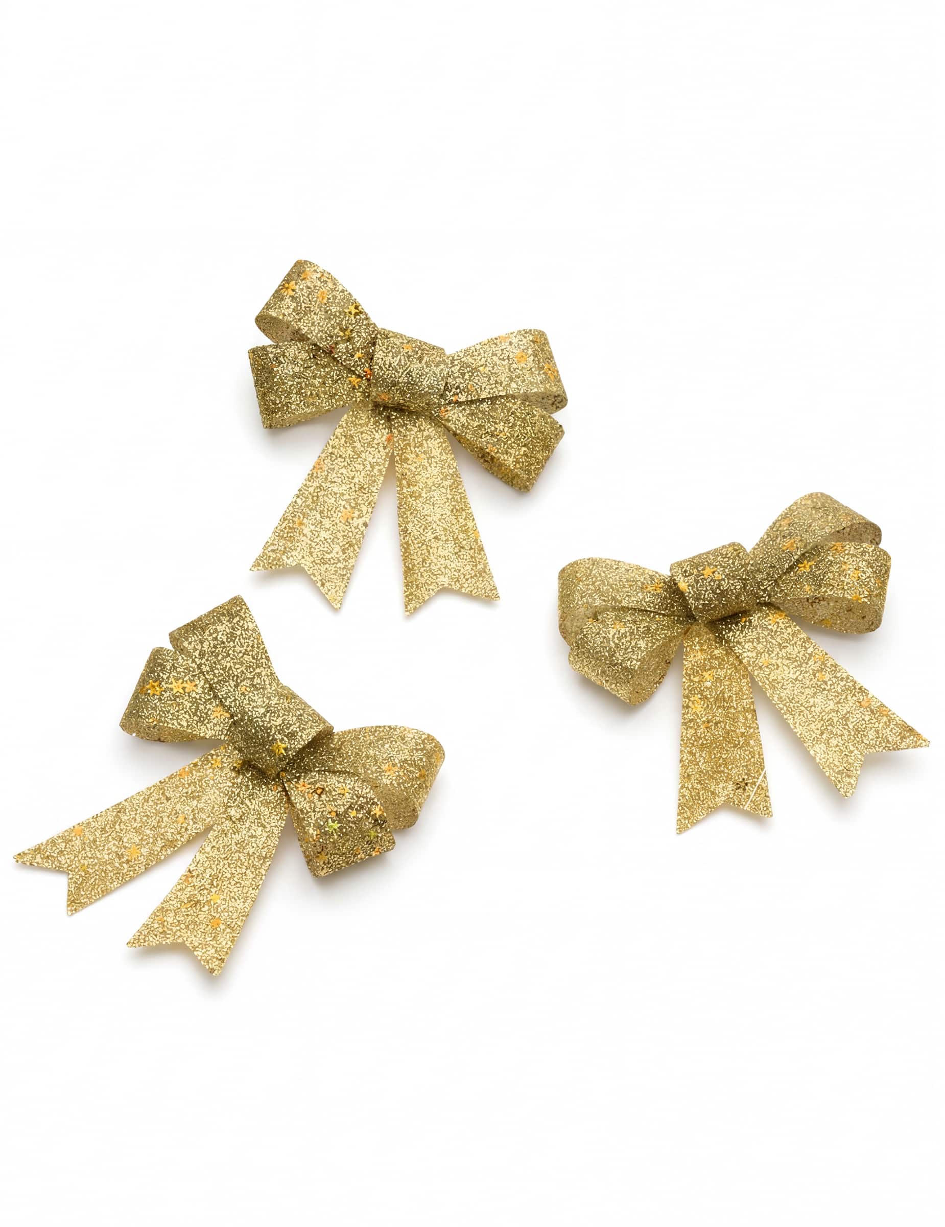 3 Schleifen Gold Glitzer Klein 10 x 13 cm