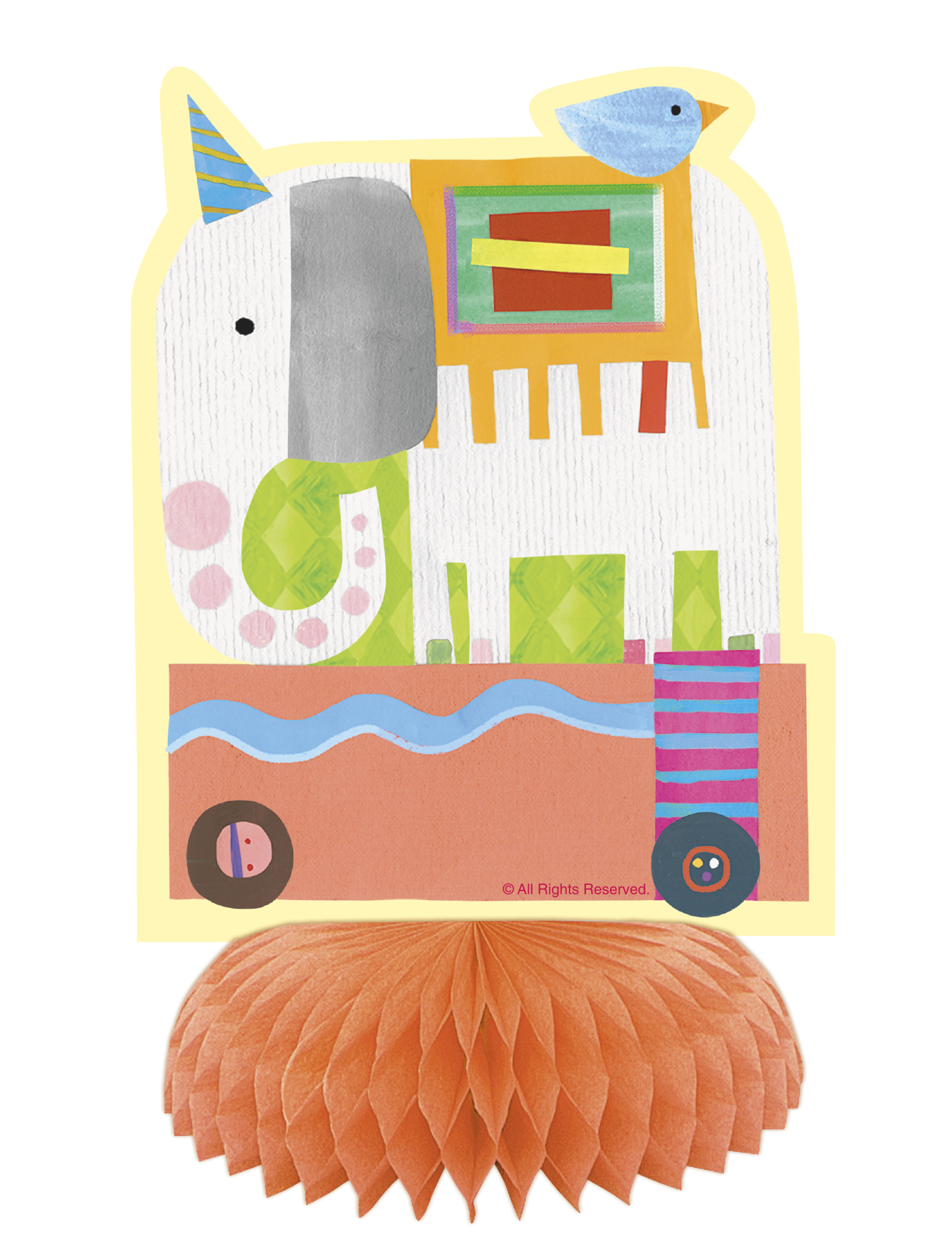 3 Tischaufsteller Kleiner Zirkus Orange Elefant aus Papier