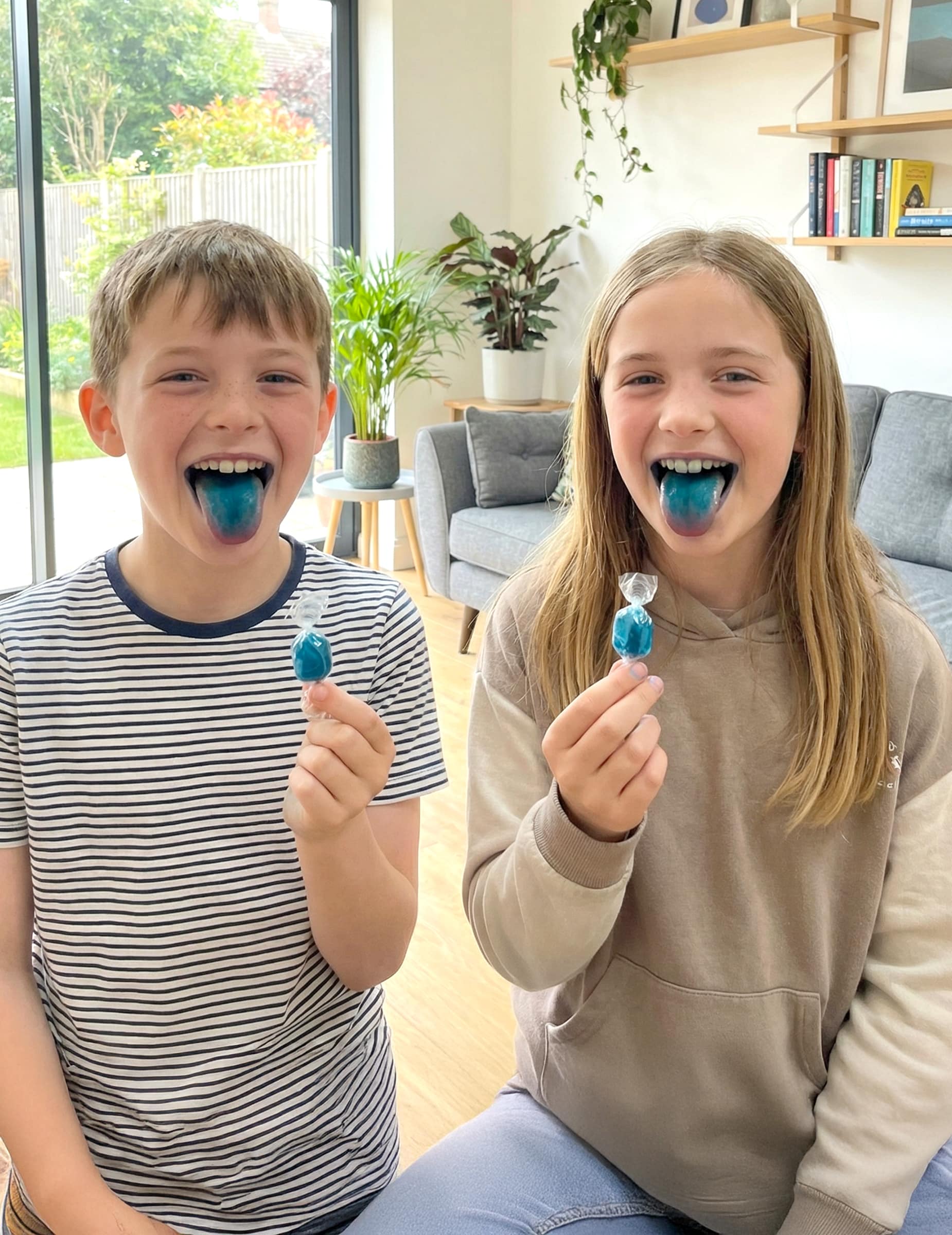 3 Zungenfärber Bonbons Blau für alle – witziger Partyspaß