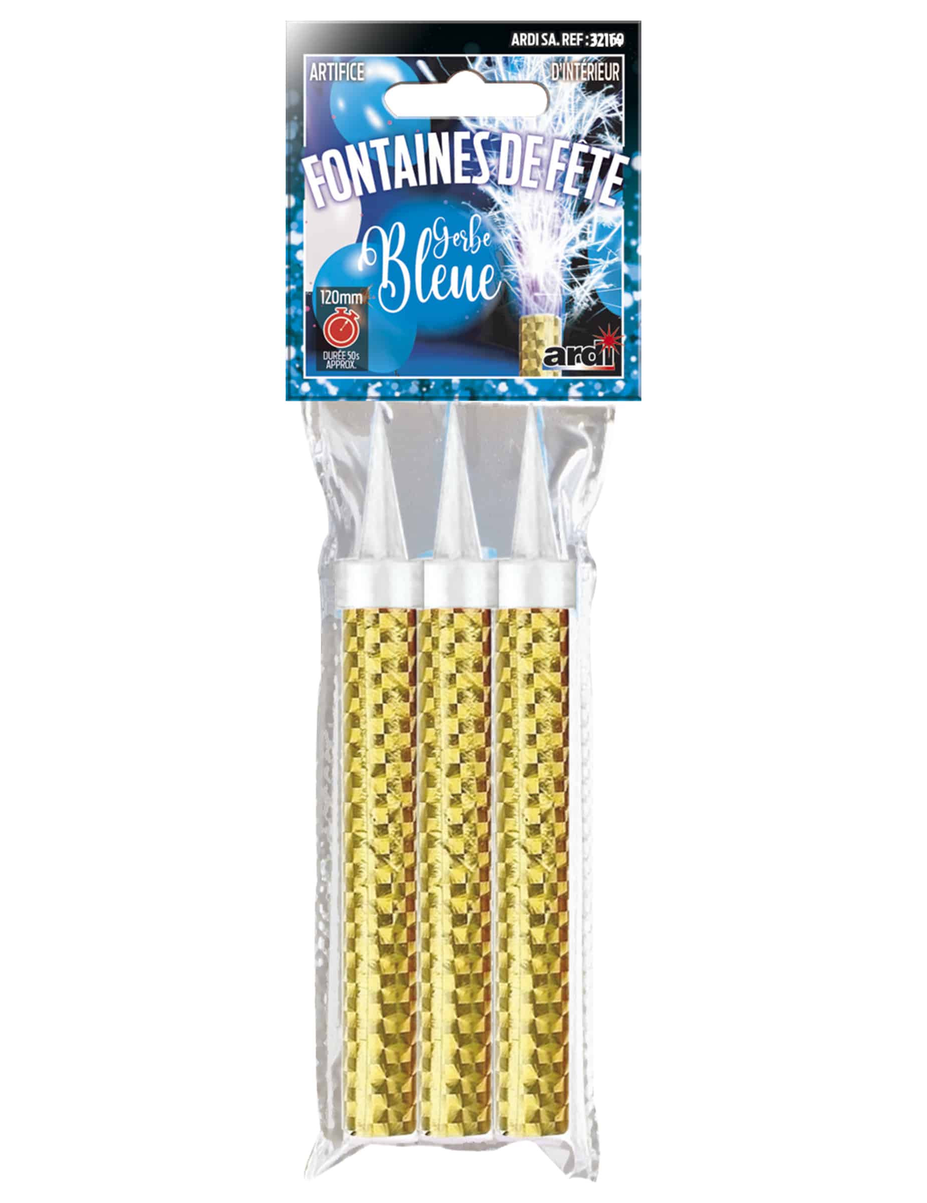3 blaue Wunderkerzen-Fontänen 12 cm Brenndauer 50 Sek
