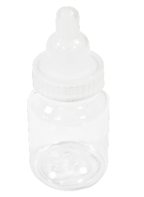 3 transparente Babyfläschchen 9 x 4 cm für Gastgeschenke