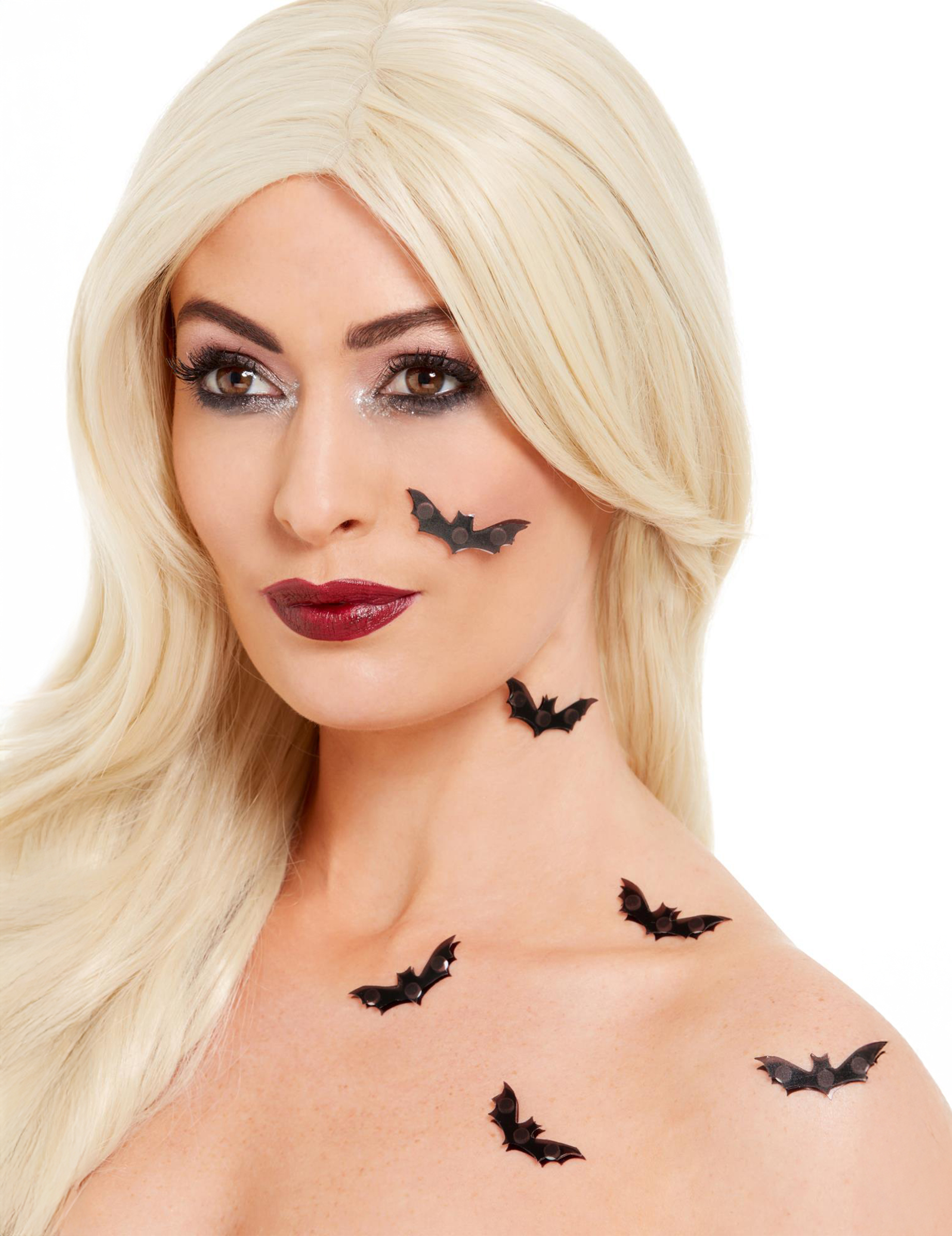 3D-Fledermaus-Make-up Halloween-Make-up 6 Stück schwarzschwarz