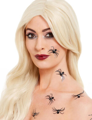 3D-Spinnentattoos Halloween-Tattoos 6 Stück schwarz