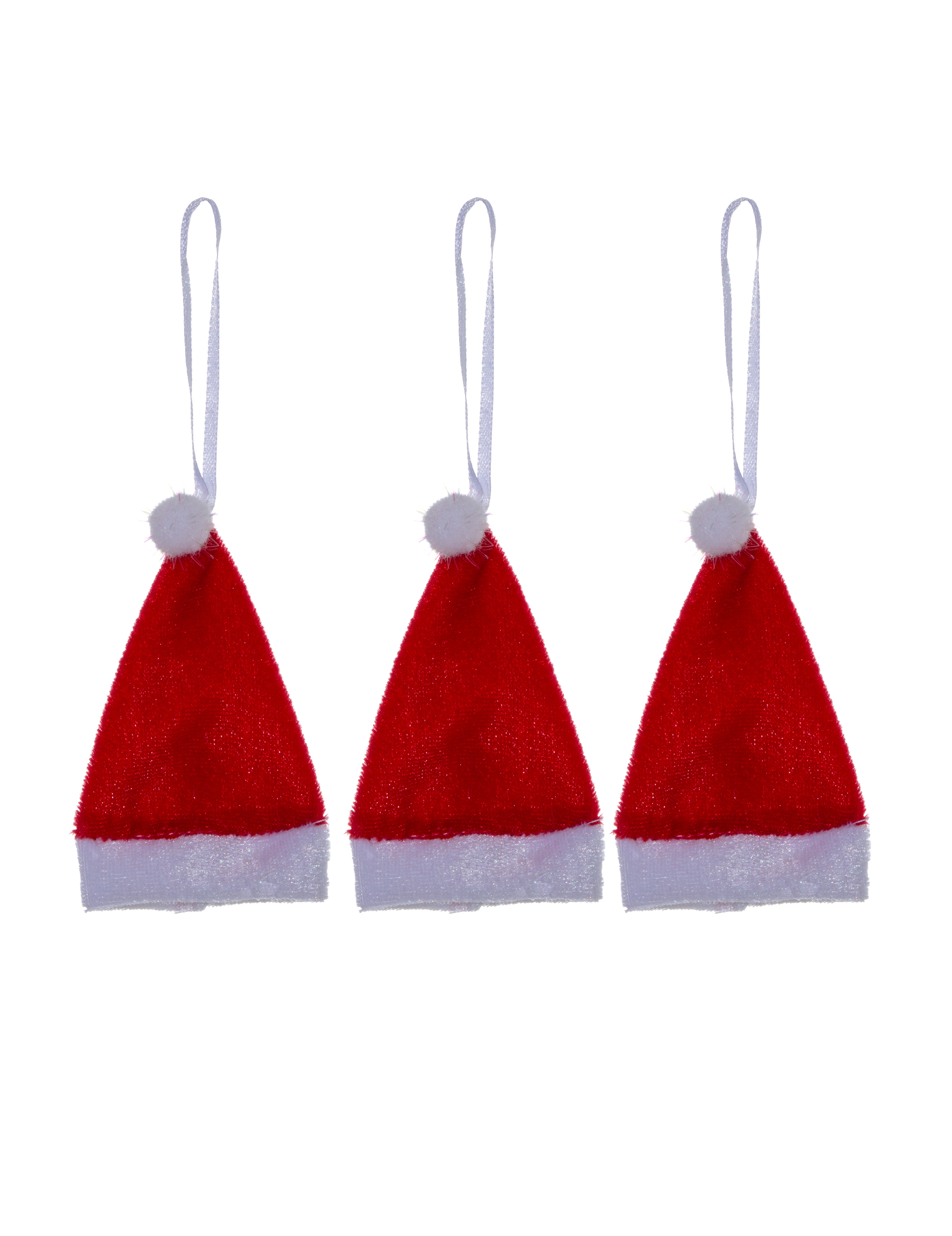 3er Pack Weihnachtsanhänger Weihnachtsmützen rot-weiß 10 cm