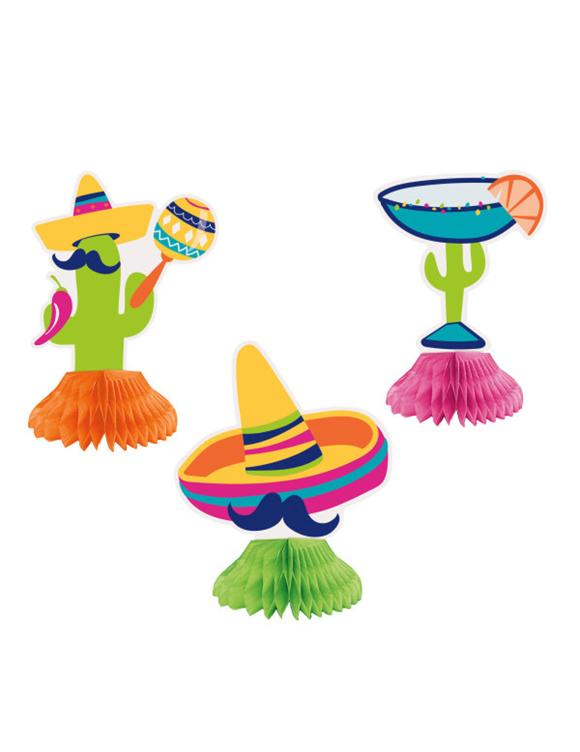 3er-Set Tischaufsteller Boho Fiesta Kaktus und Sombreros