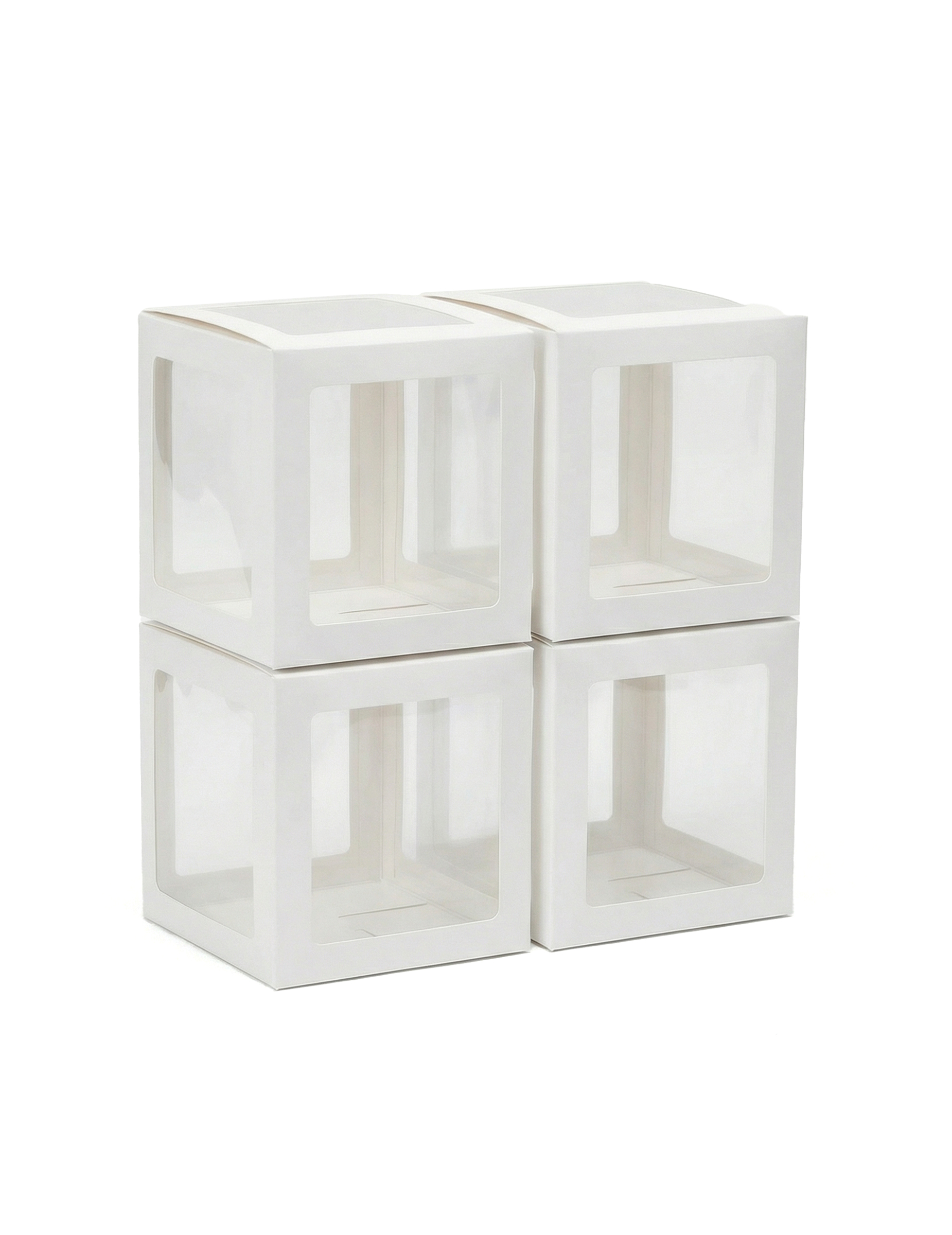 4 Ballonboxen Weiß Transparent Würfelboxen Ballons weiß