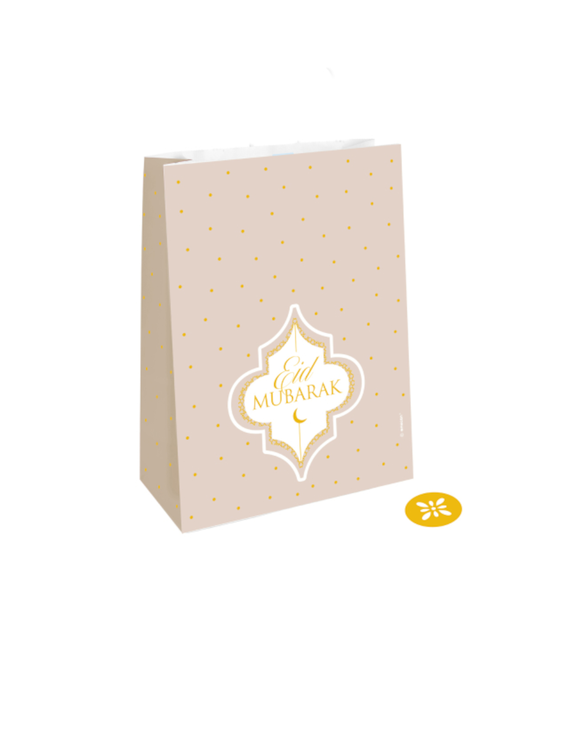 4 Eid Mubarak Papiertüten 15 x 21 cm Puderrosa