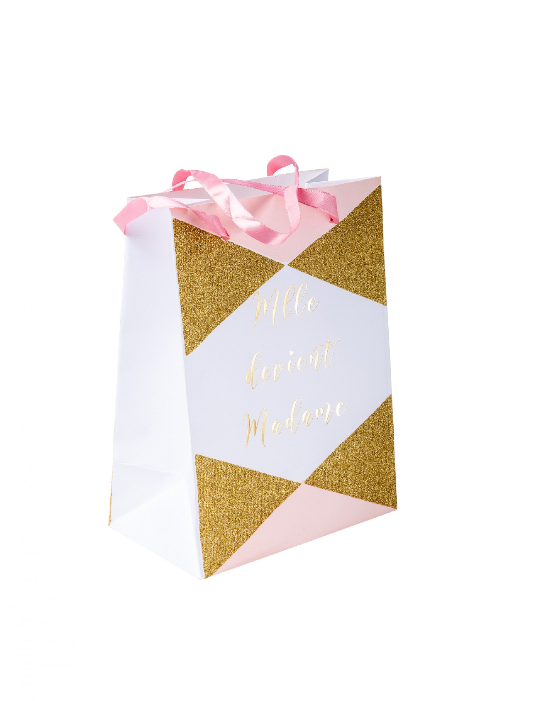 4 Geschenktüten Miss to Mrs rosa gold 15 x 20 cm