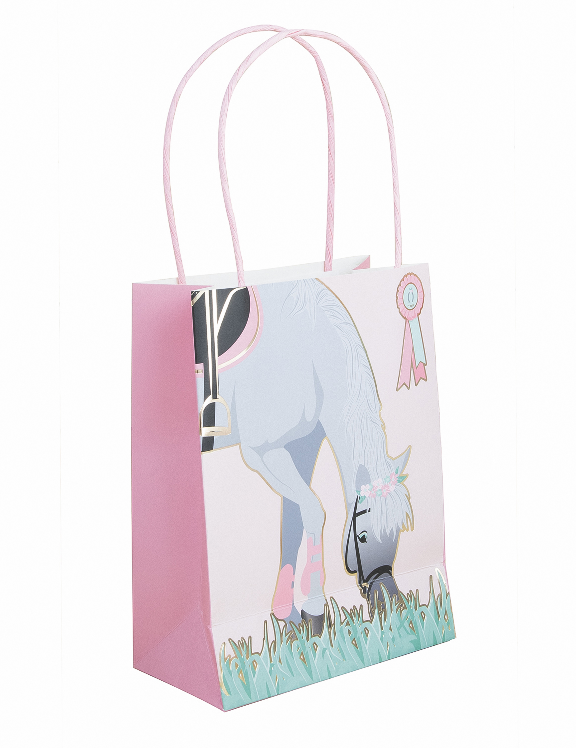 4 Geschenktüten Pferd aus Papier 20 cm